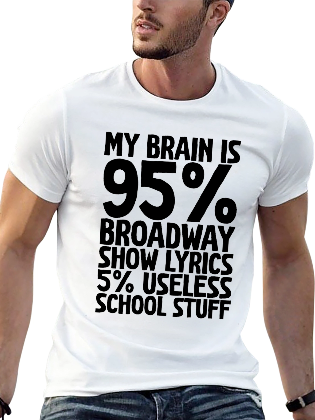 My Brain Is 95% Broadway Lyrics Funny Black T-Shirt