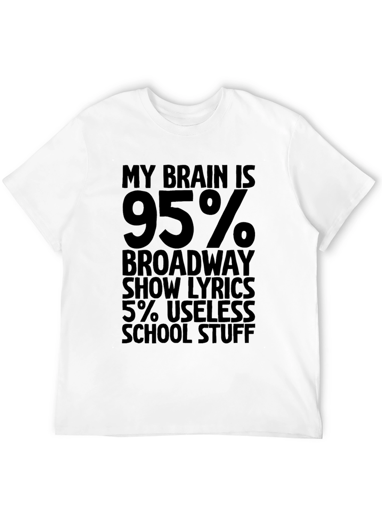 My Brain Is 95% Broadway Lyrics Funny Black T-Shirt