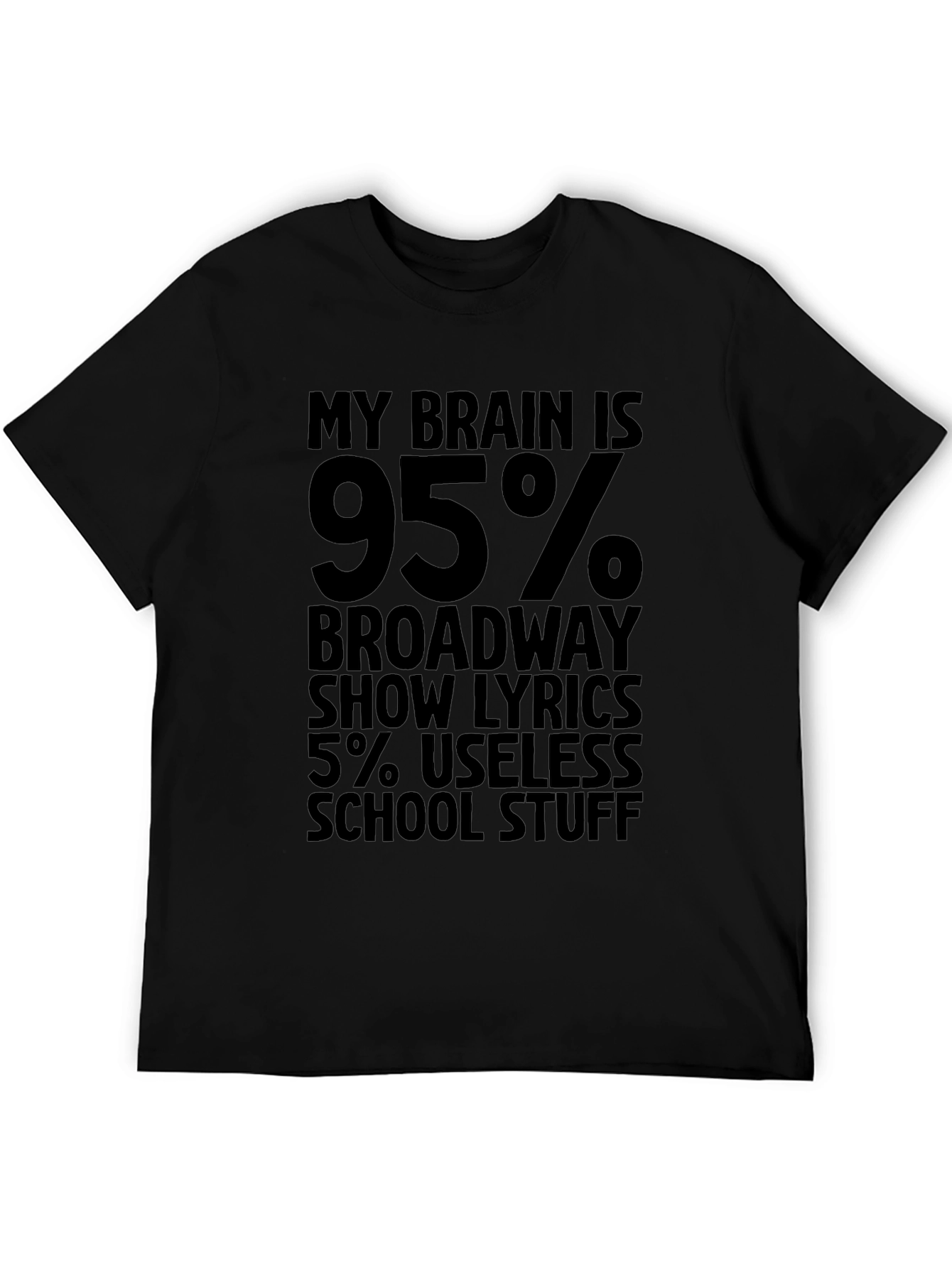 My Brain Is 95% Broadway Lyrics Funny Black T-Shirt