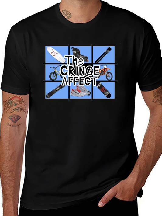 The Cringe Affect Black T-Shirt - Active Sports Grid Design