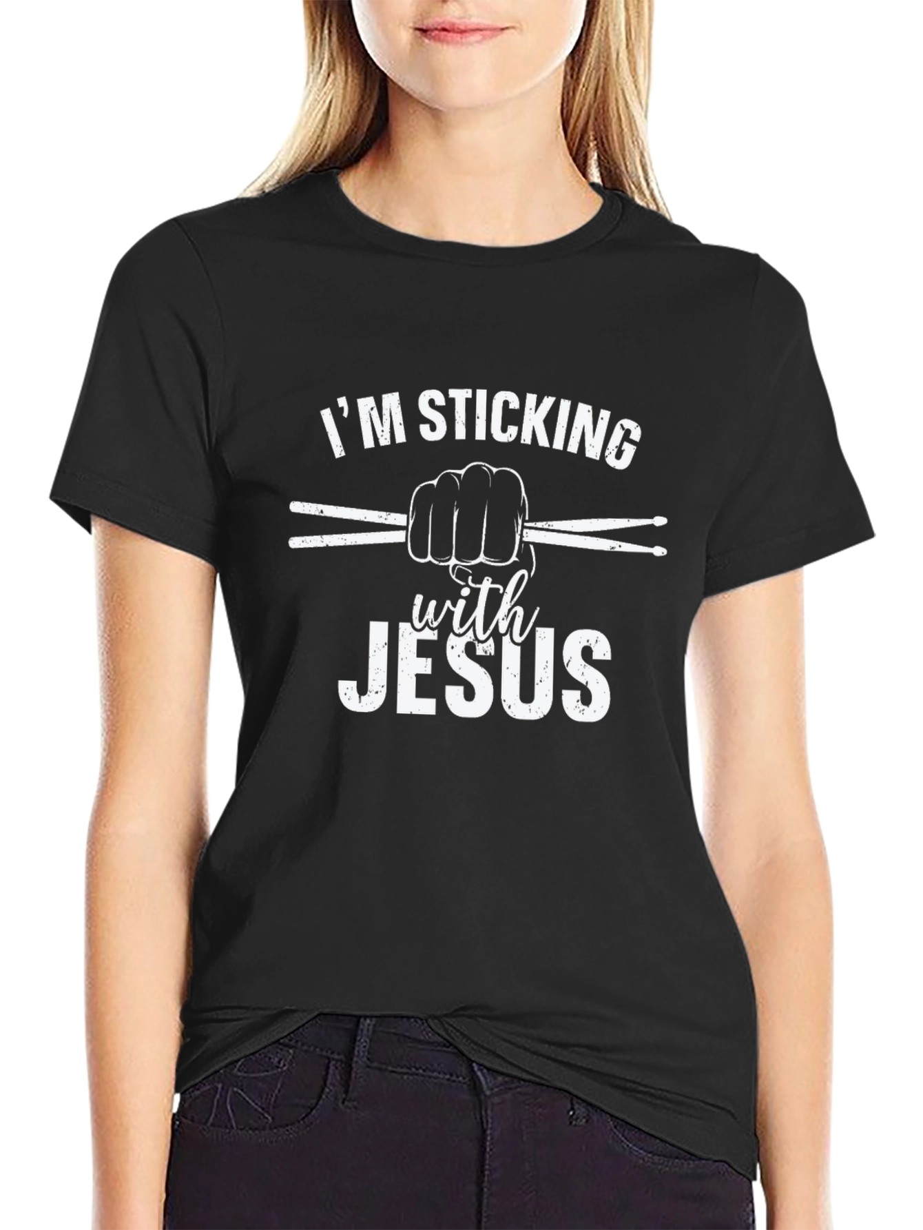 Im Sticking With Jesus Christian Drummer T-Shirt