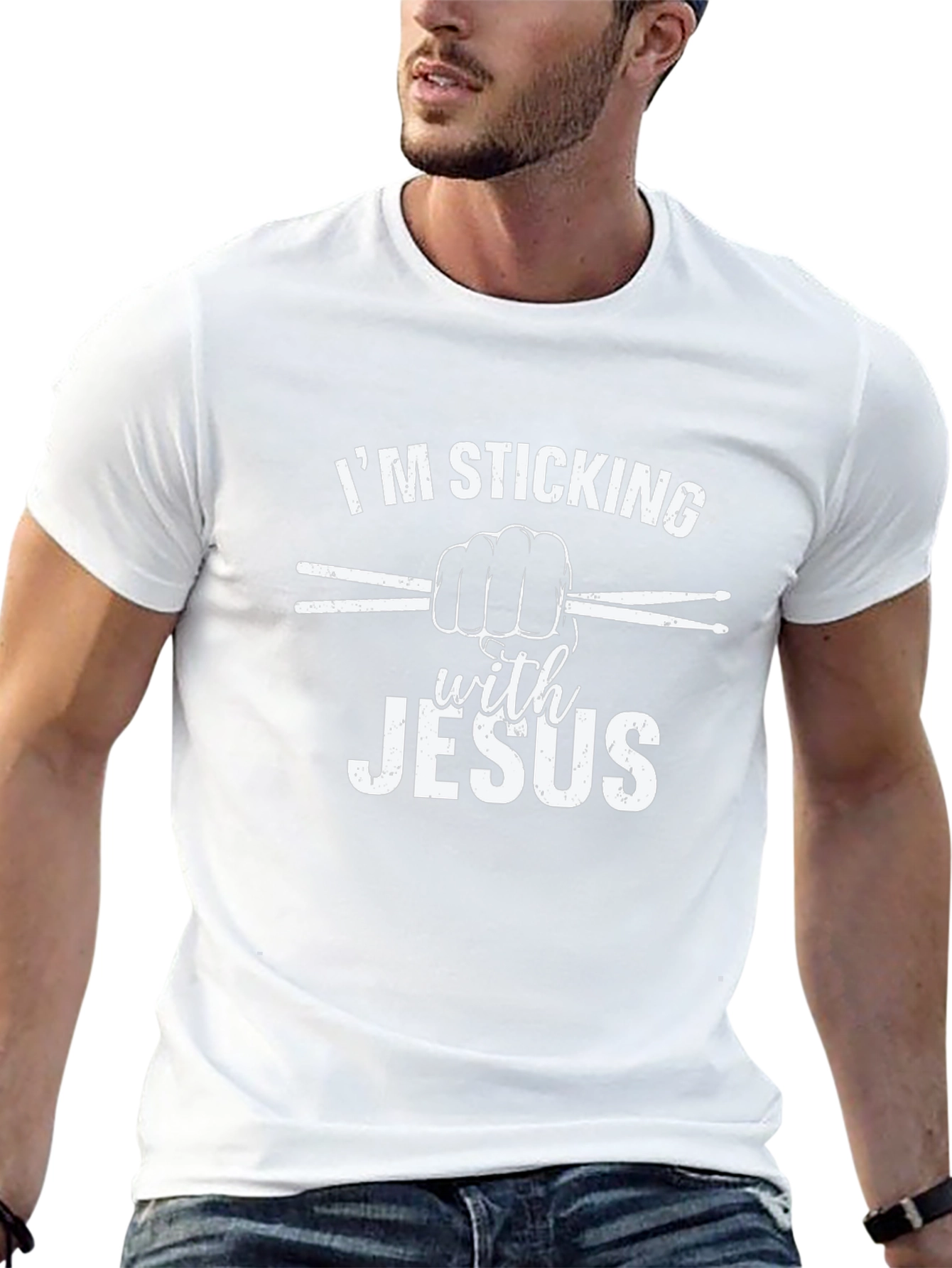 Im Sticking With Jesus Christian Drummer T-Shirt