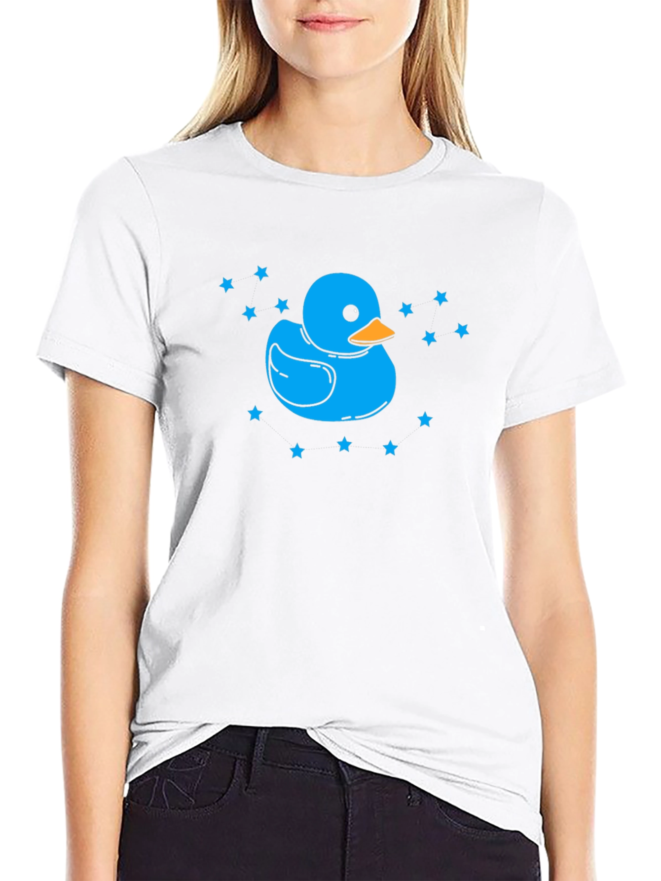 Blue Duck Star Tee - Quirky Black T-Shirt