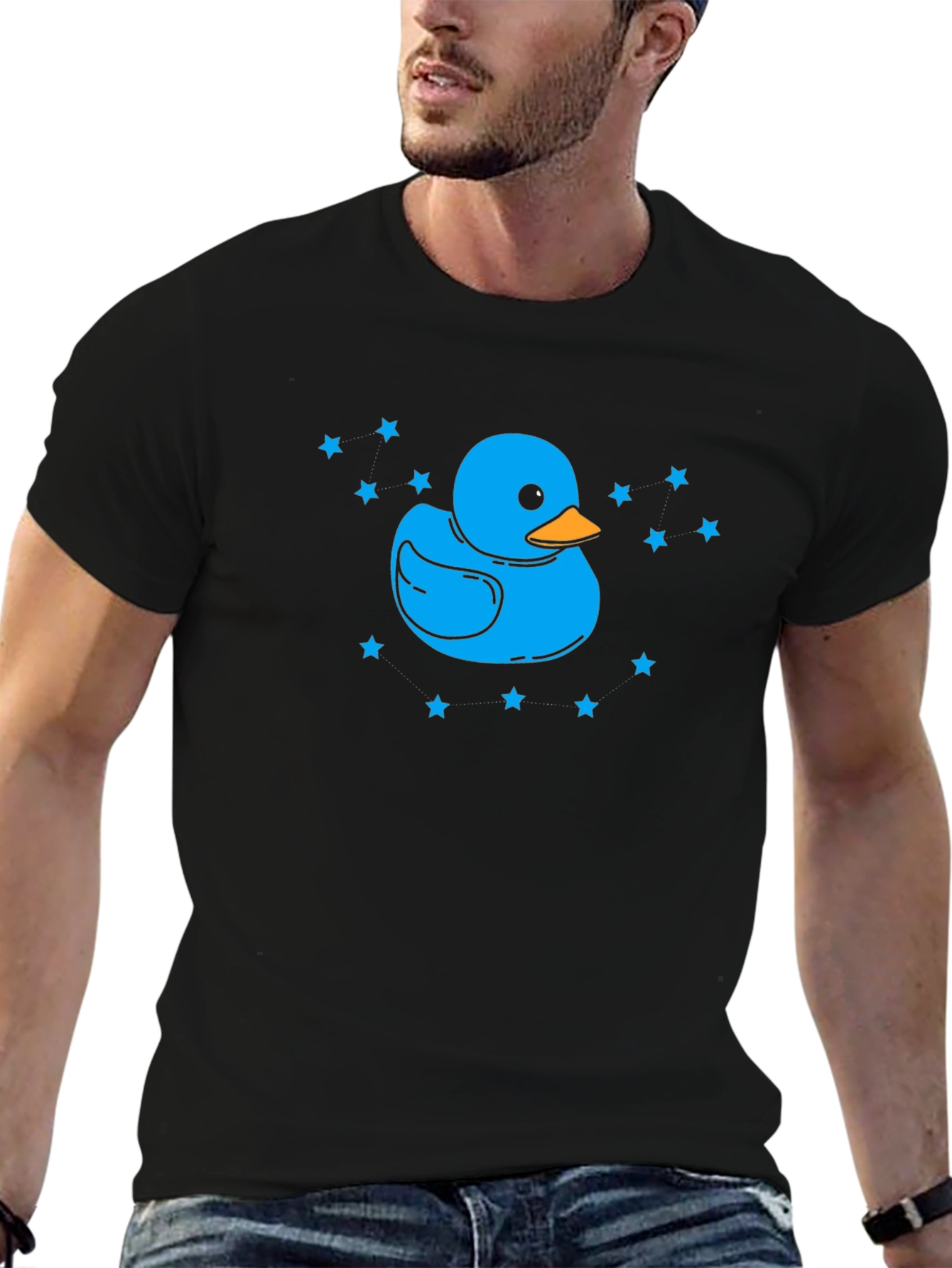 Blue Duck Star Tee - Quirky Black T-Shirt