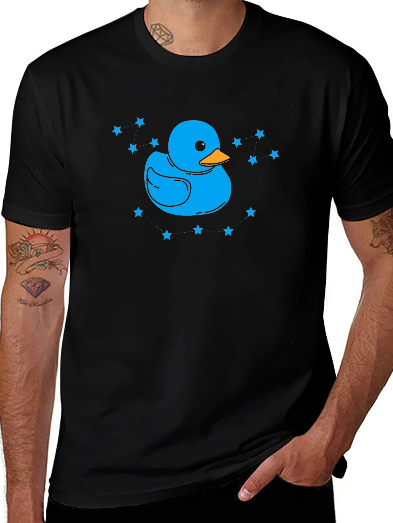 Blue Duck Star Tee - Quirky Black T-Shirt
