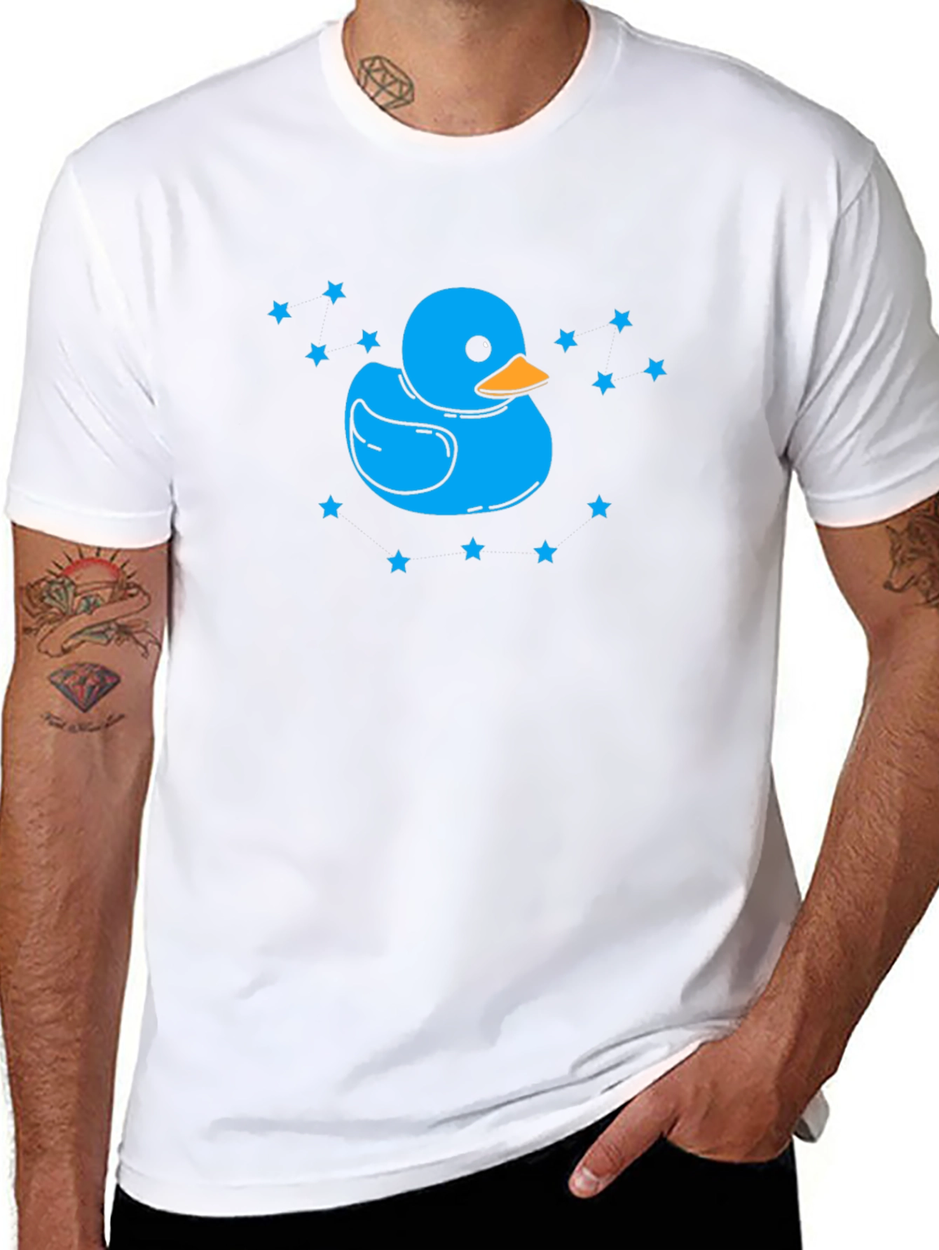Blue Duck Star Tee - Quirky Black T-Shirt