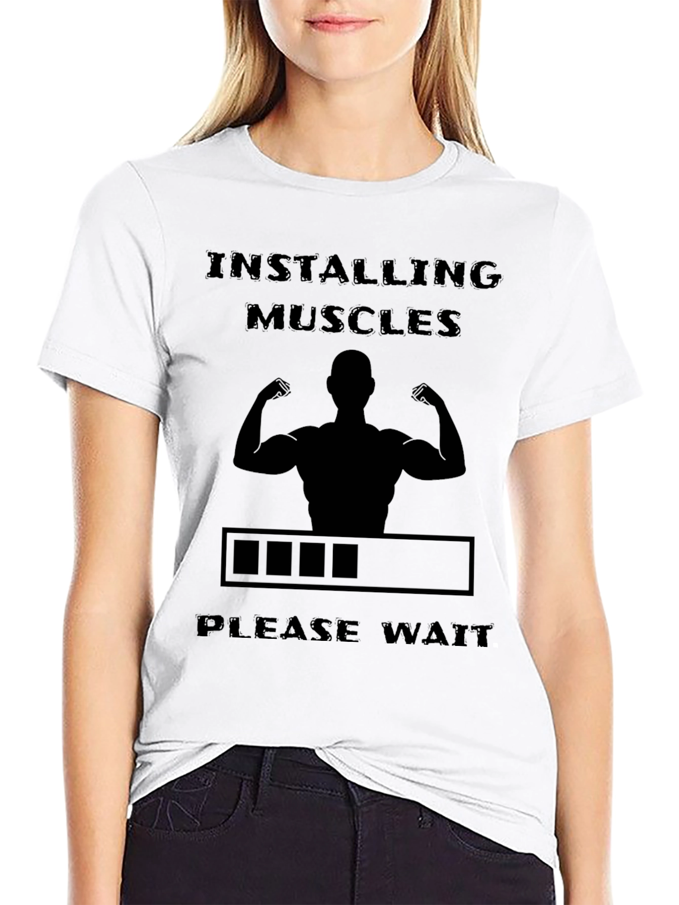 Installing Muscles Graphic Tee - Gym Humor T-Shirt