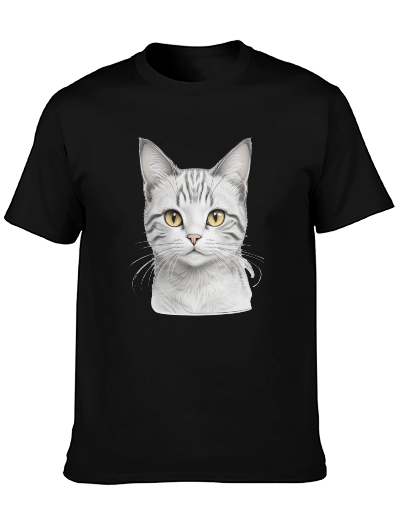 Cat Print Black T-Shirt
