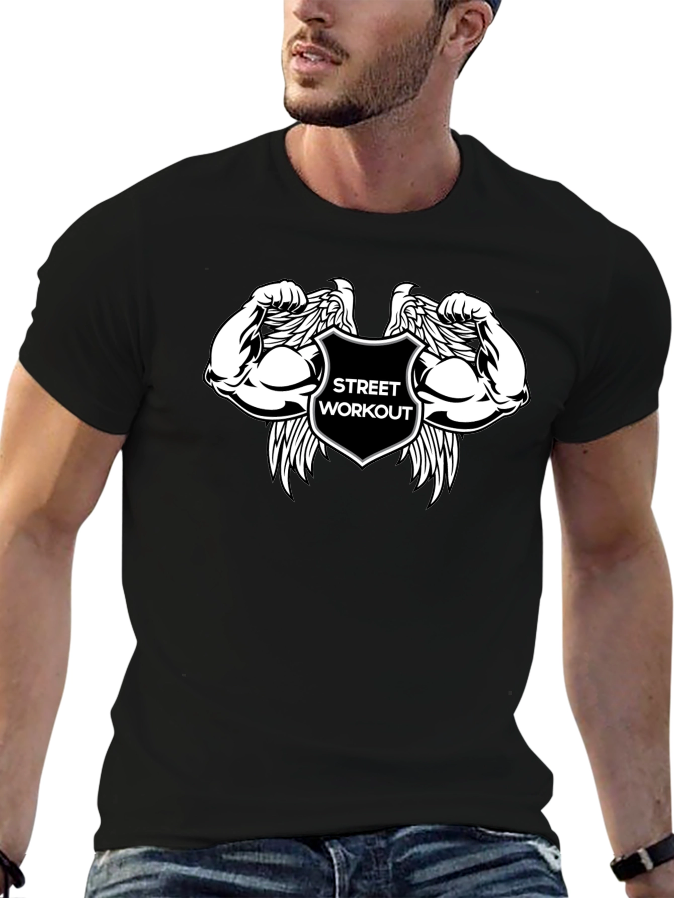 Street Workout Black T-Shirt with Graphic
