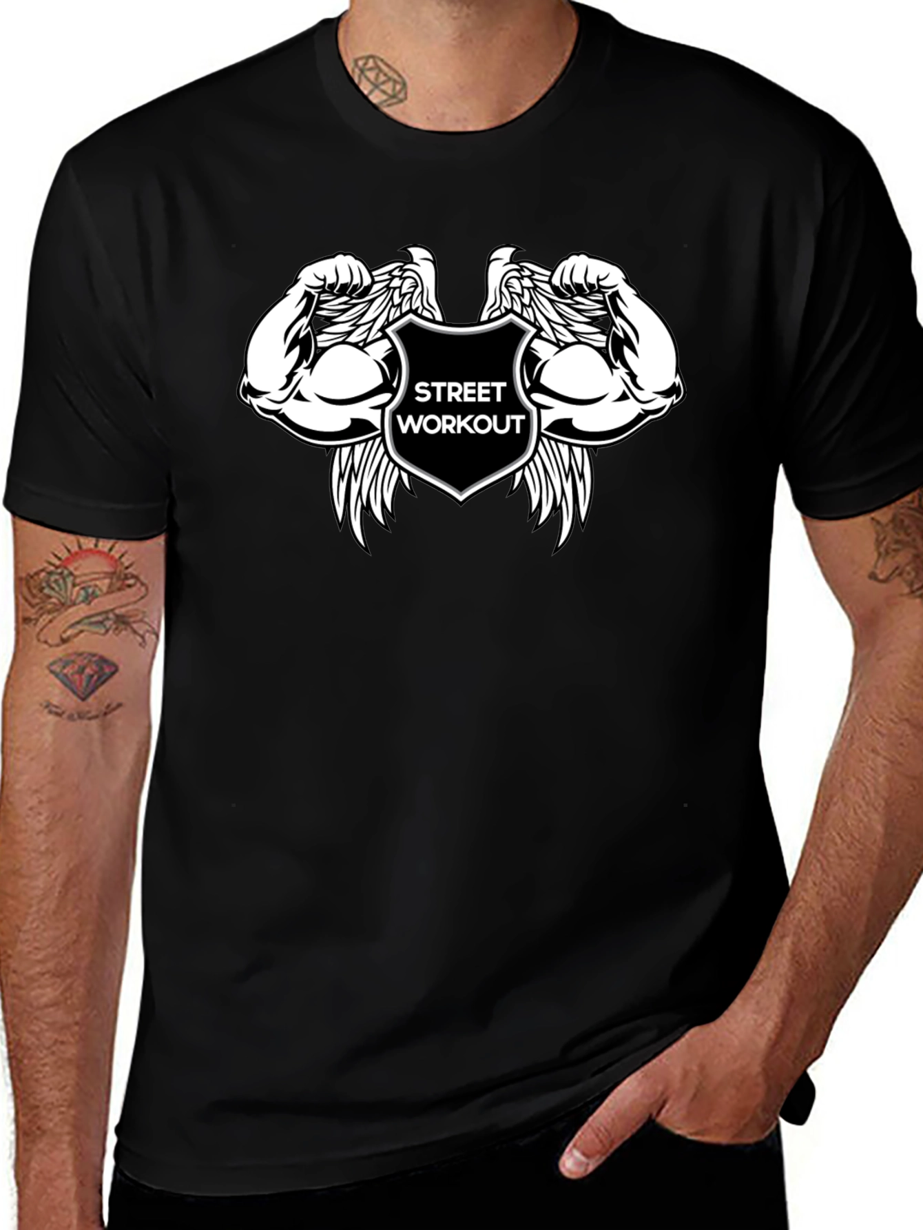 Street Workout Black T-Shirt with Graphic