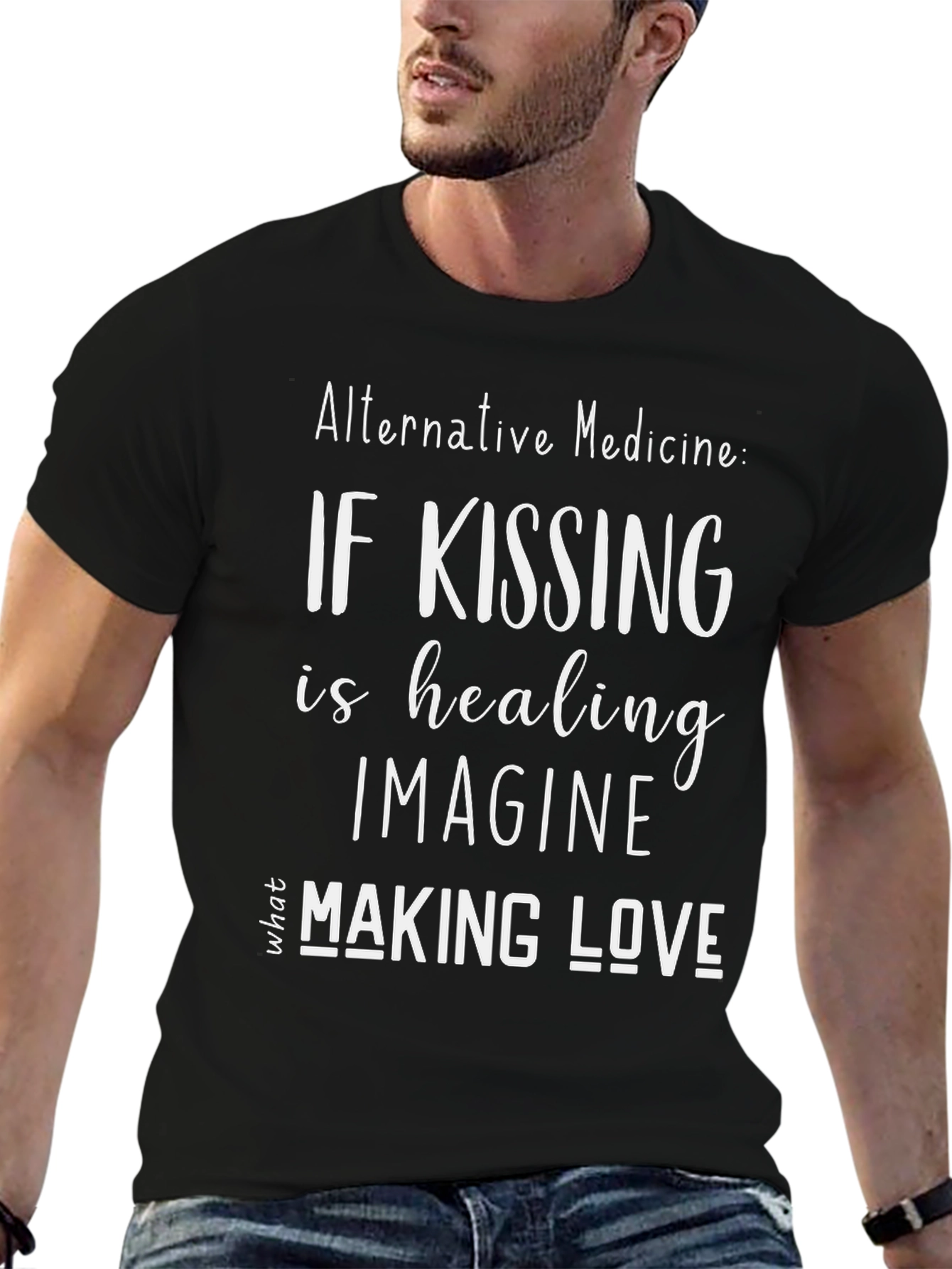 Alternative Medicine Kissing & Love Black T-Shirt