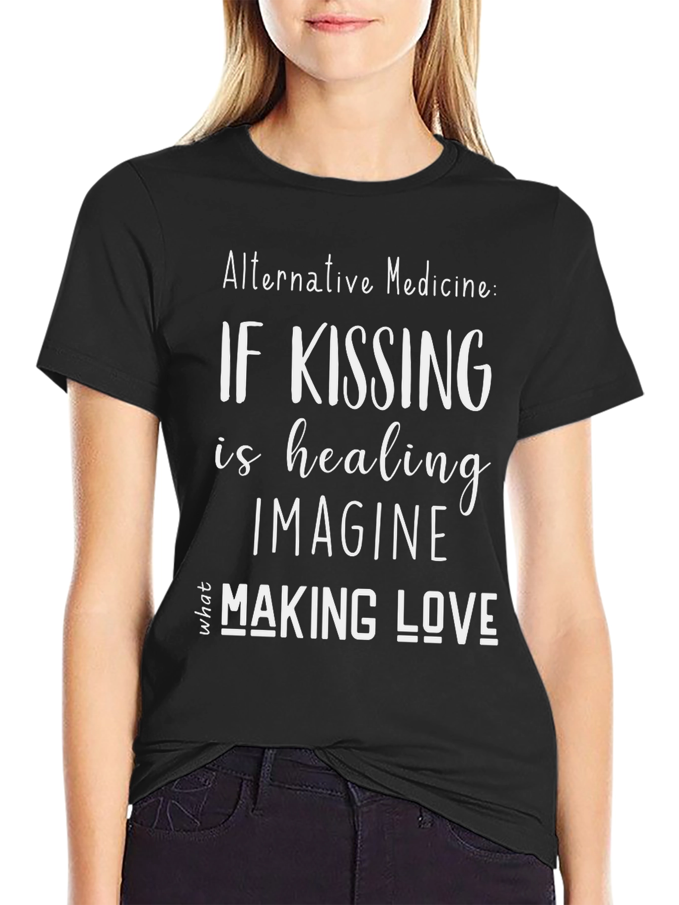 Alternative Medicine Kissing & Love Black T-Shirt