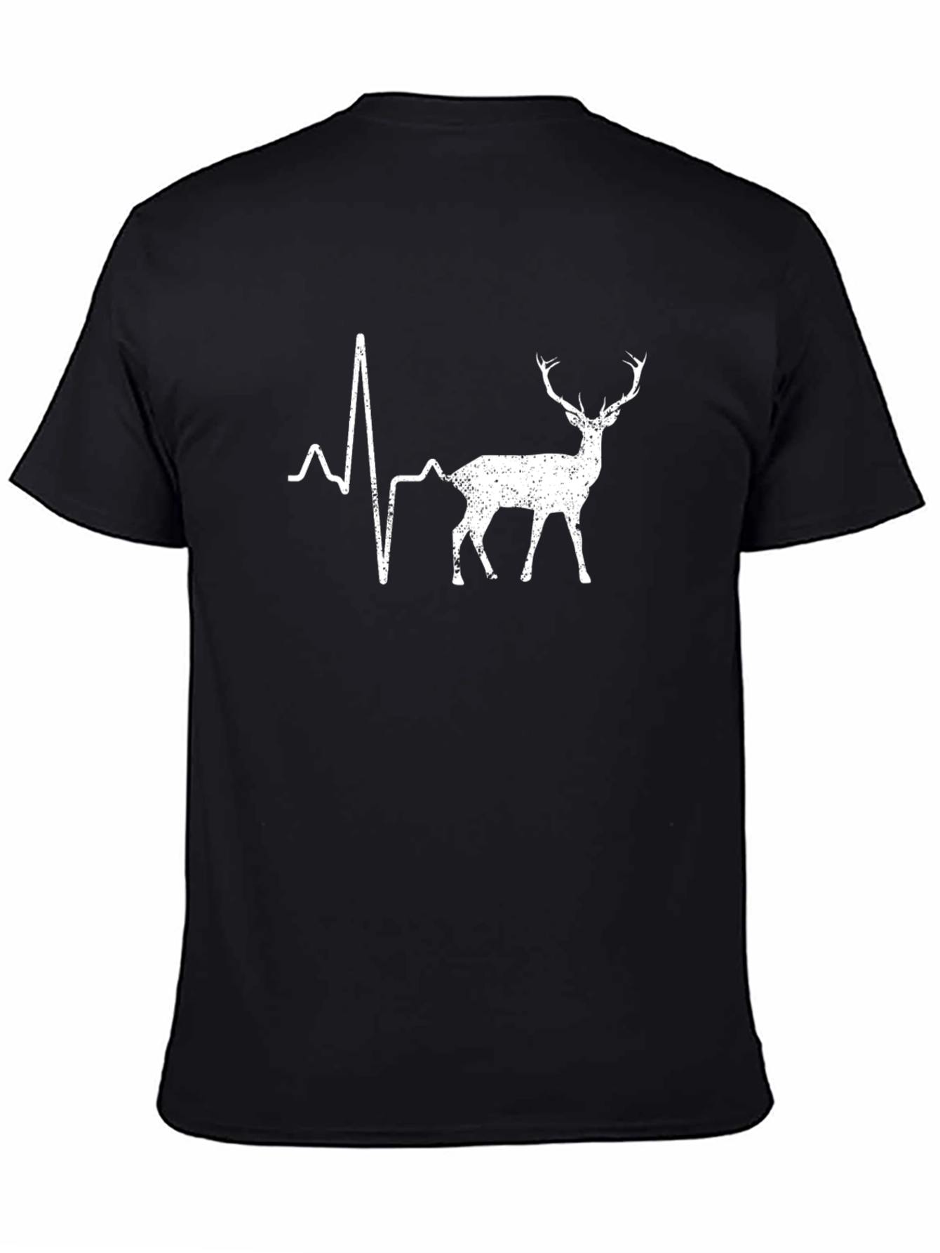 Deer Heartbeat Graphic Tee - Black Cotton T-Shirt