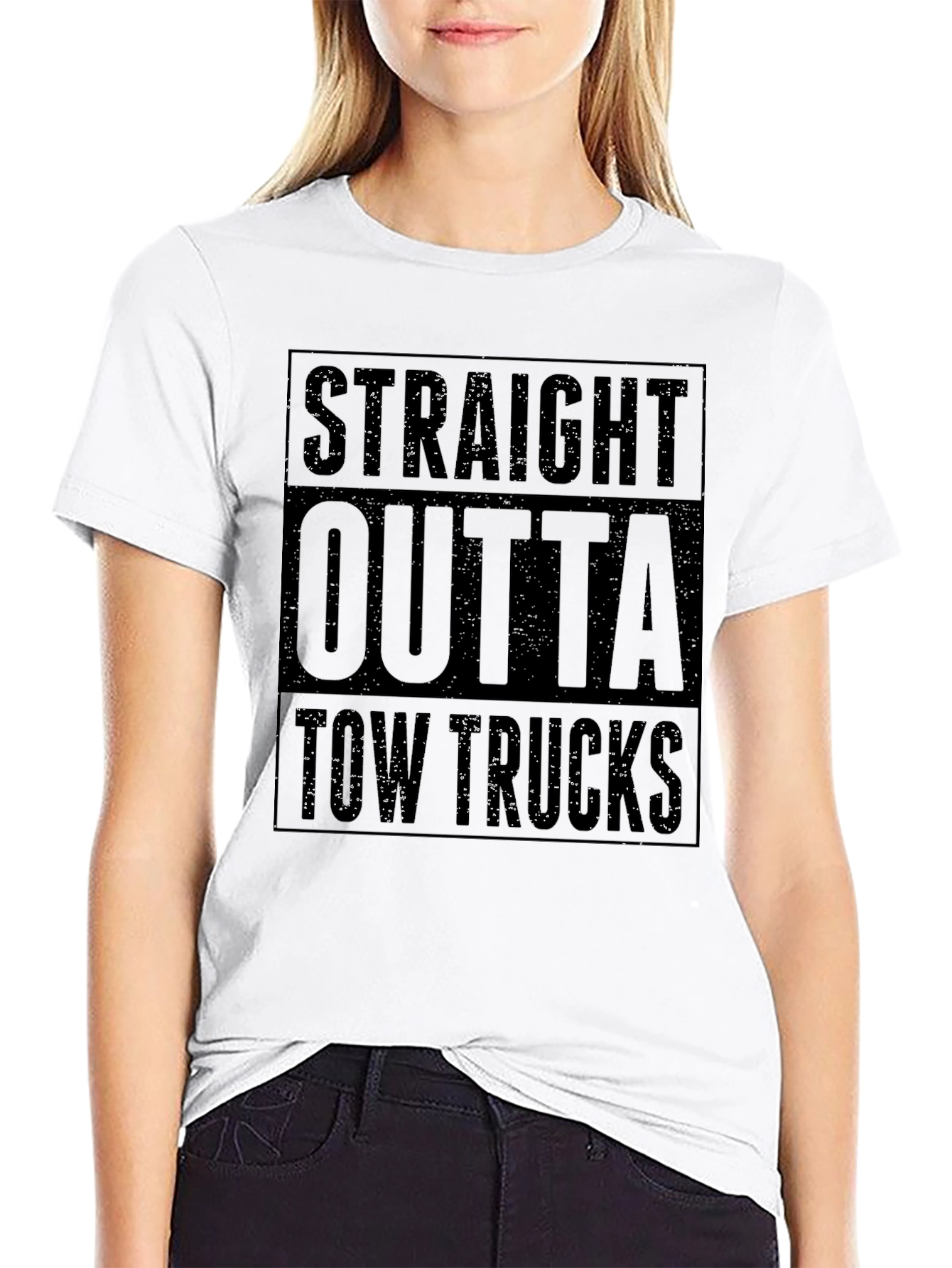 Straight Outta Tow Trucks Black T-Shirt