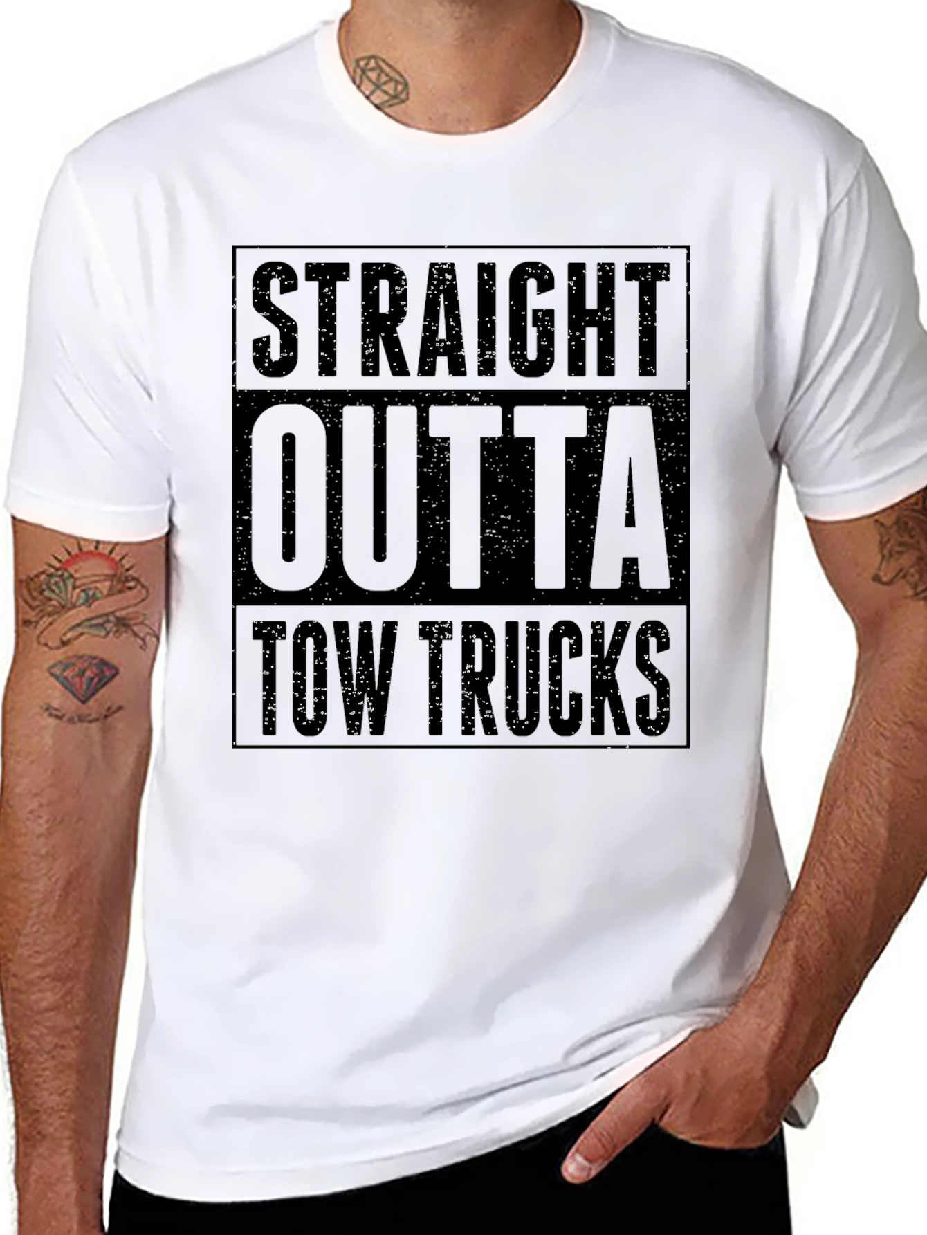 Straight Outta Tow Trucks Black T-Shirt