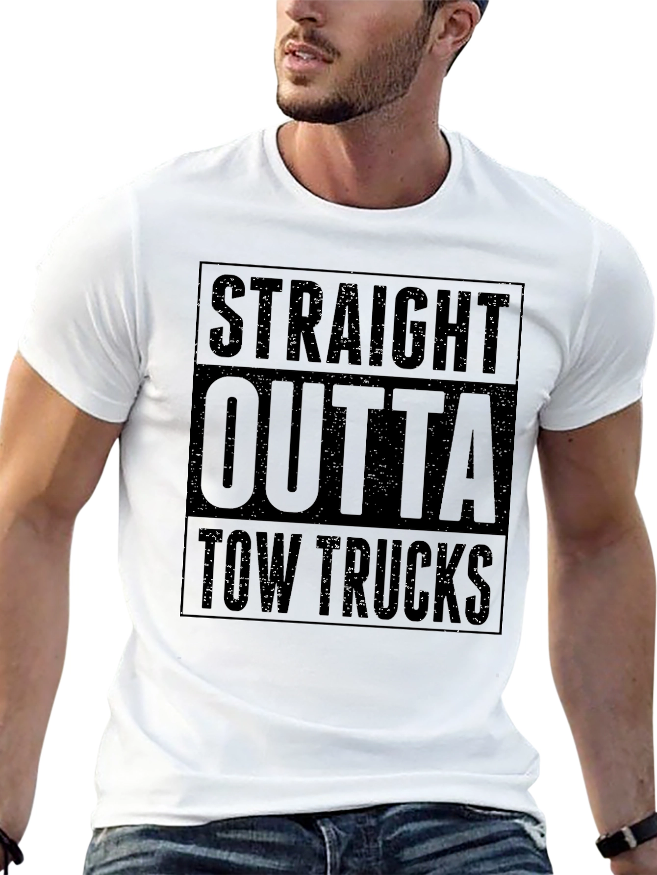 Straight Outta Tow Trucks Black T-Shirt