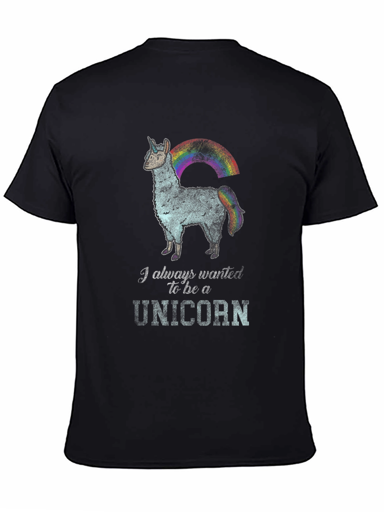 Unicorn Llama Black T-Shirt