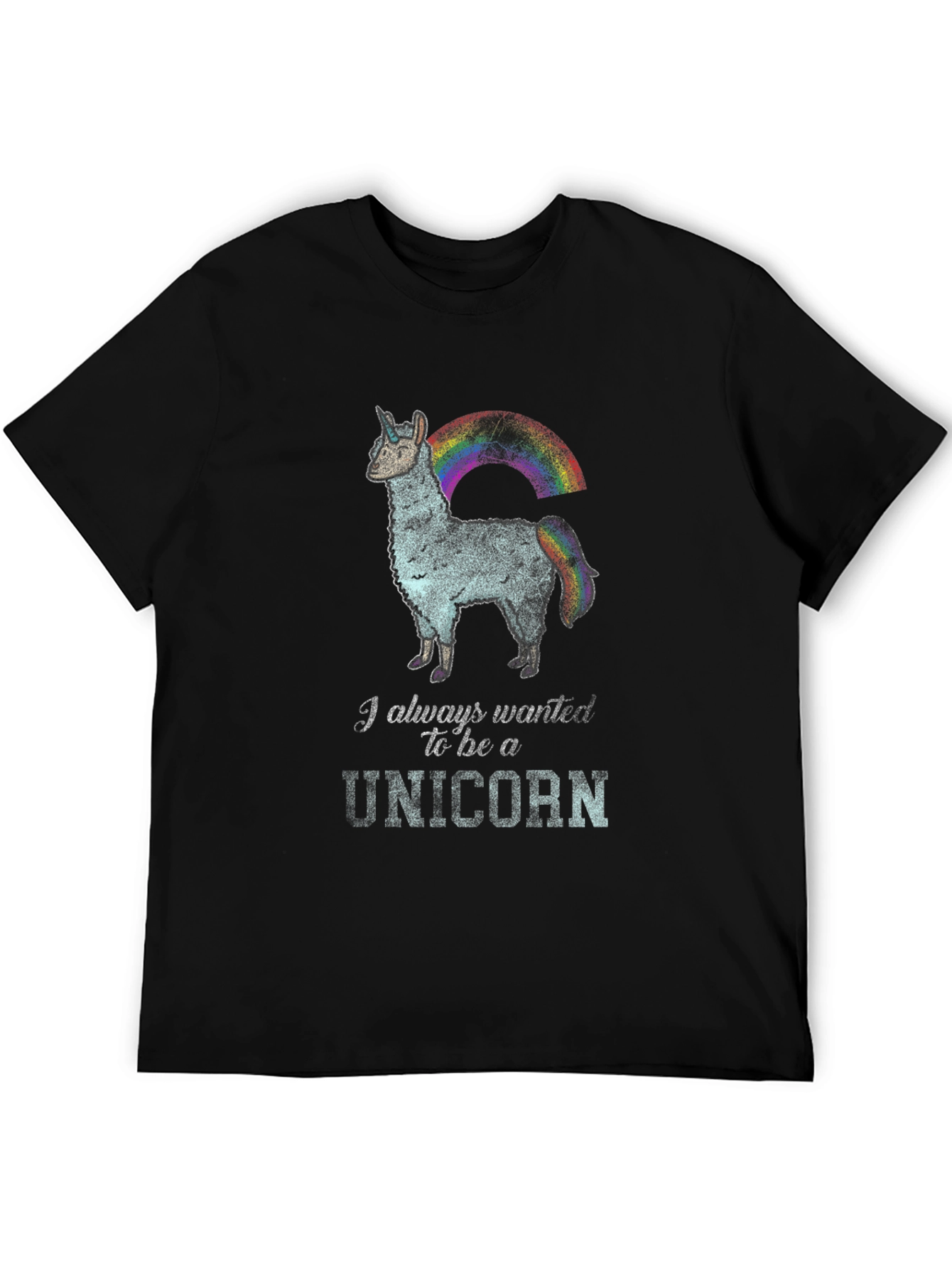 Unicorn Llama Black T-Shirt