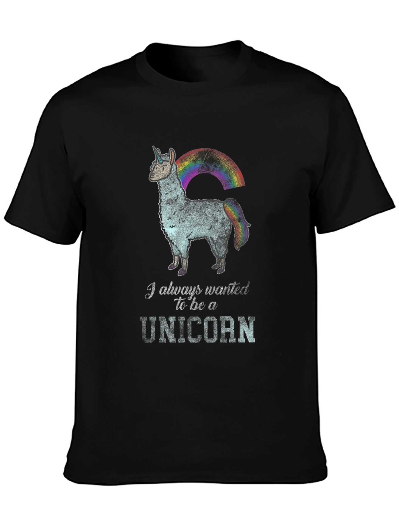 Unicorn Llama Black T-Shirt