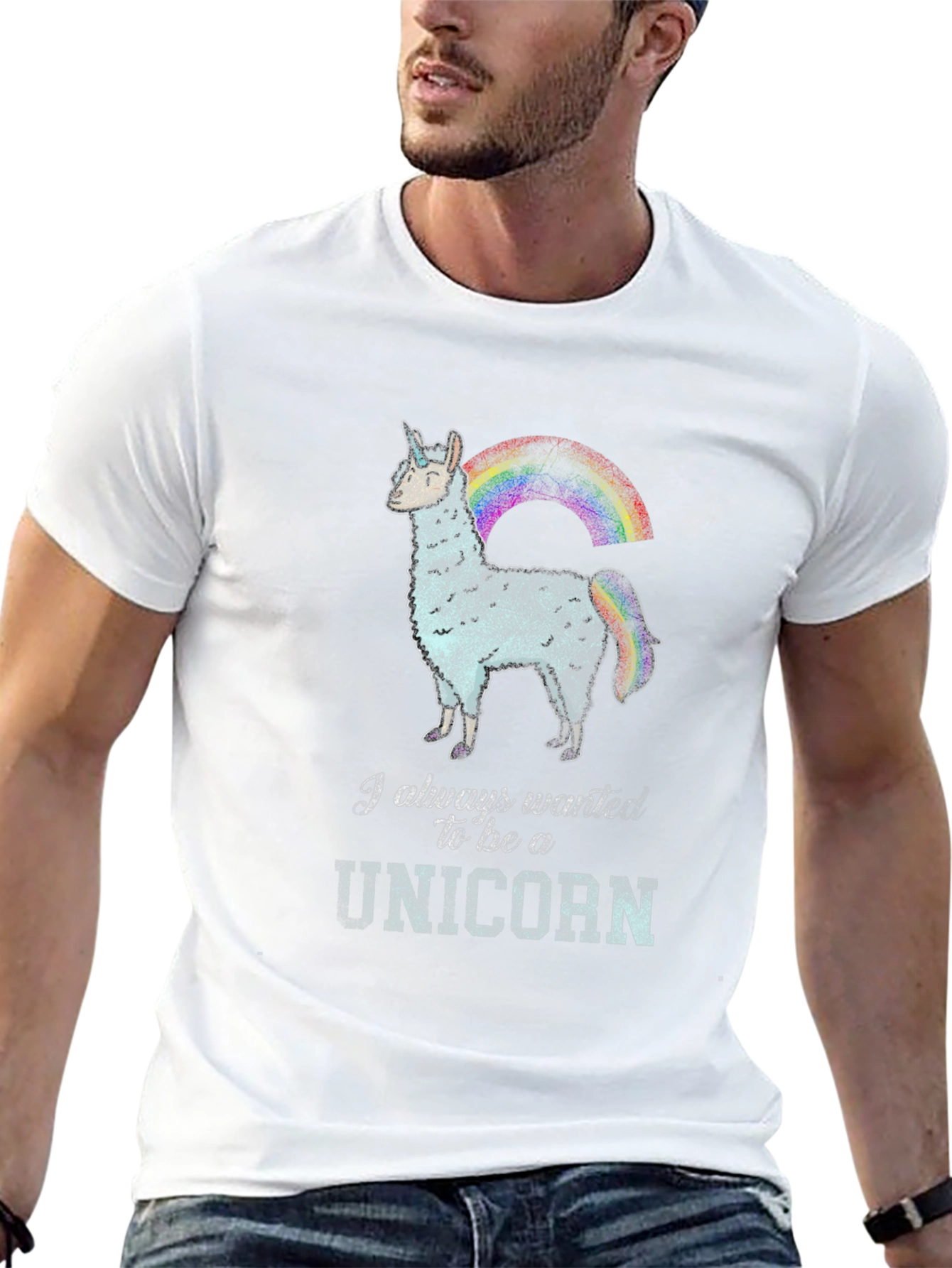 Unicorn Llama Black T-Shirt