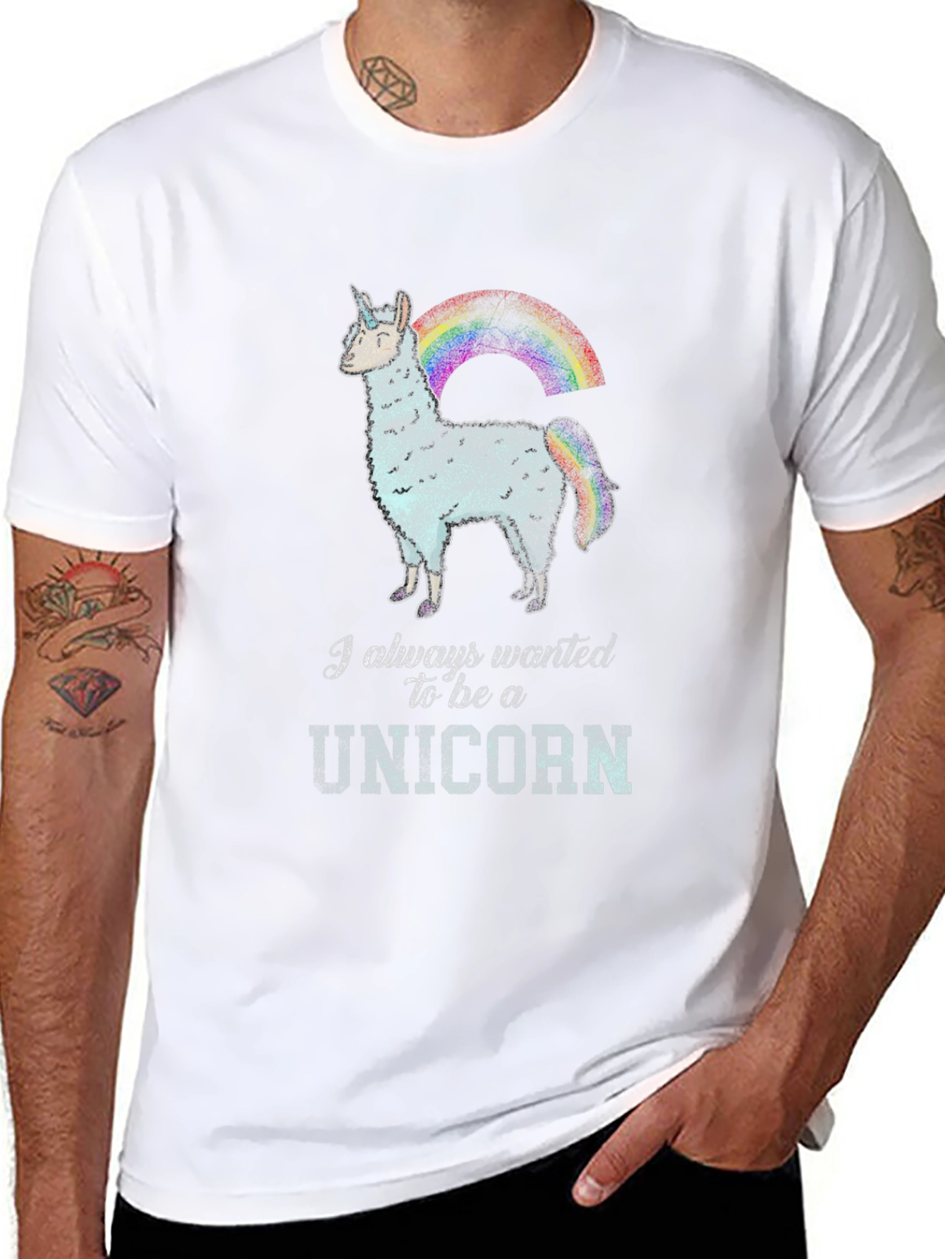 Unicorn Llama Black T-Shirt