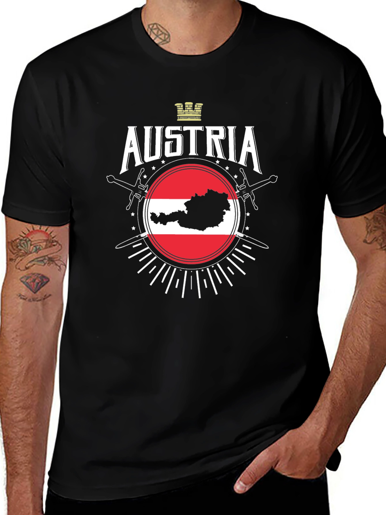 Austria Flag Map Graphic T-Shirt