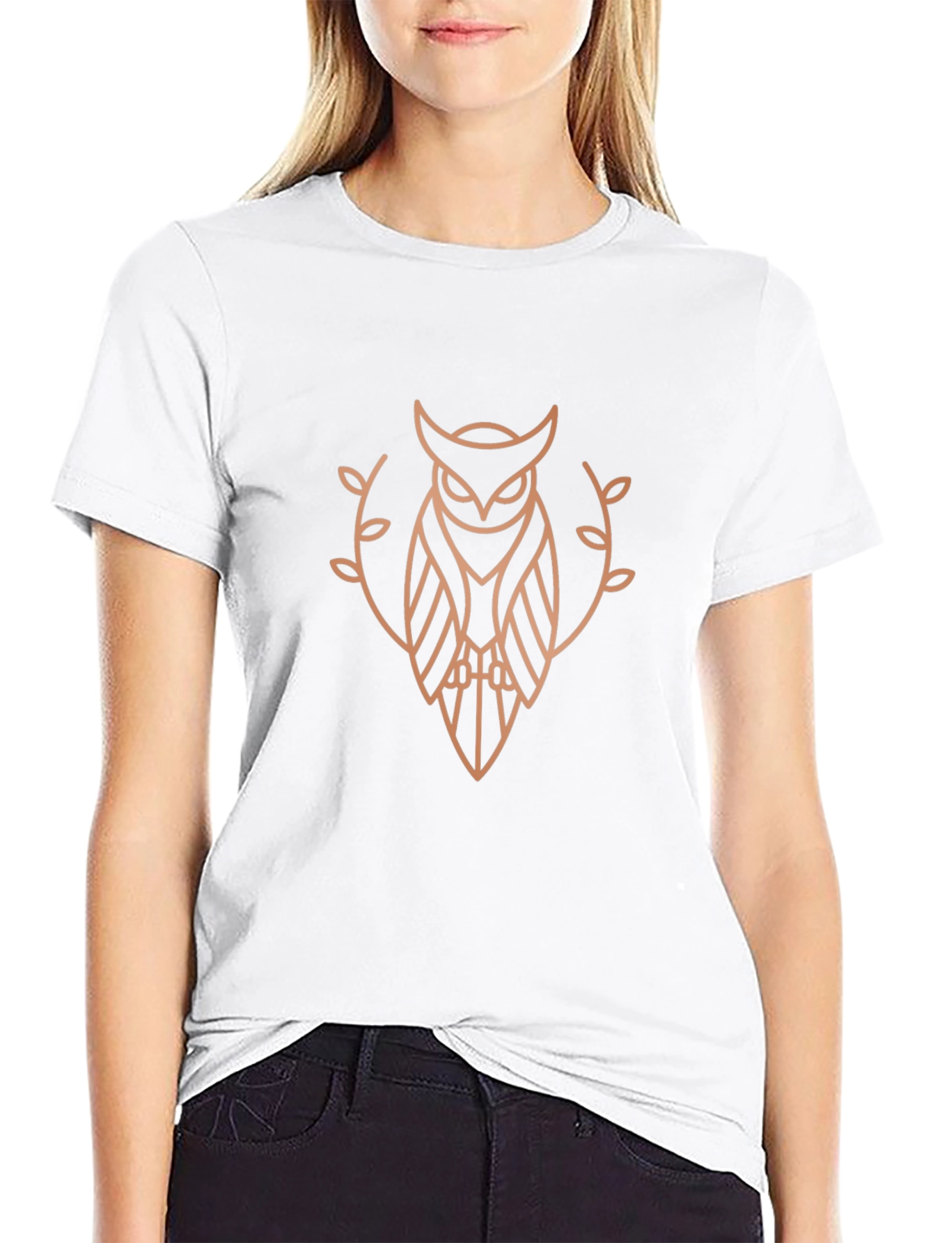 Geometric Owl Graphic Tee - Stylish Black T-Shirt