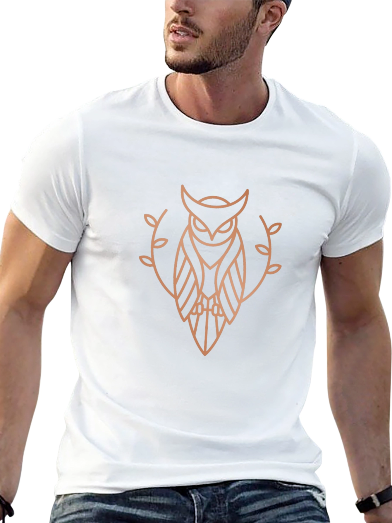 Geometric Owl Graphic Tee - Stylish Black T-Shirt