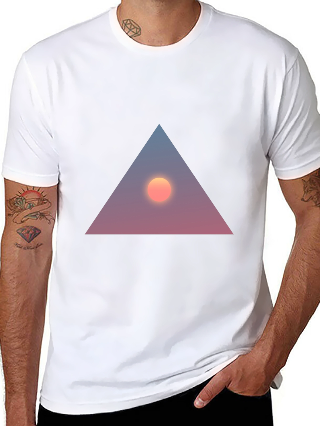 Triangle Sunset Graphic Tee - Stylish Black T-Shirt