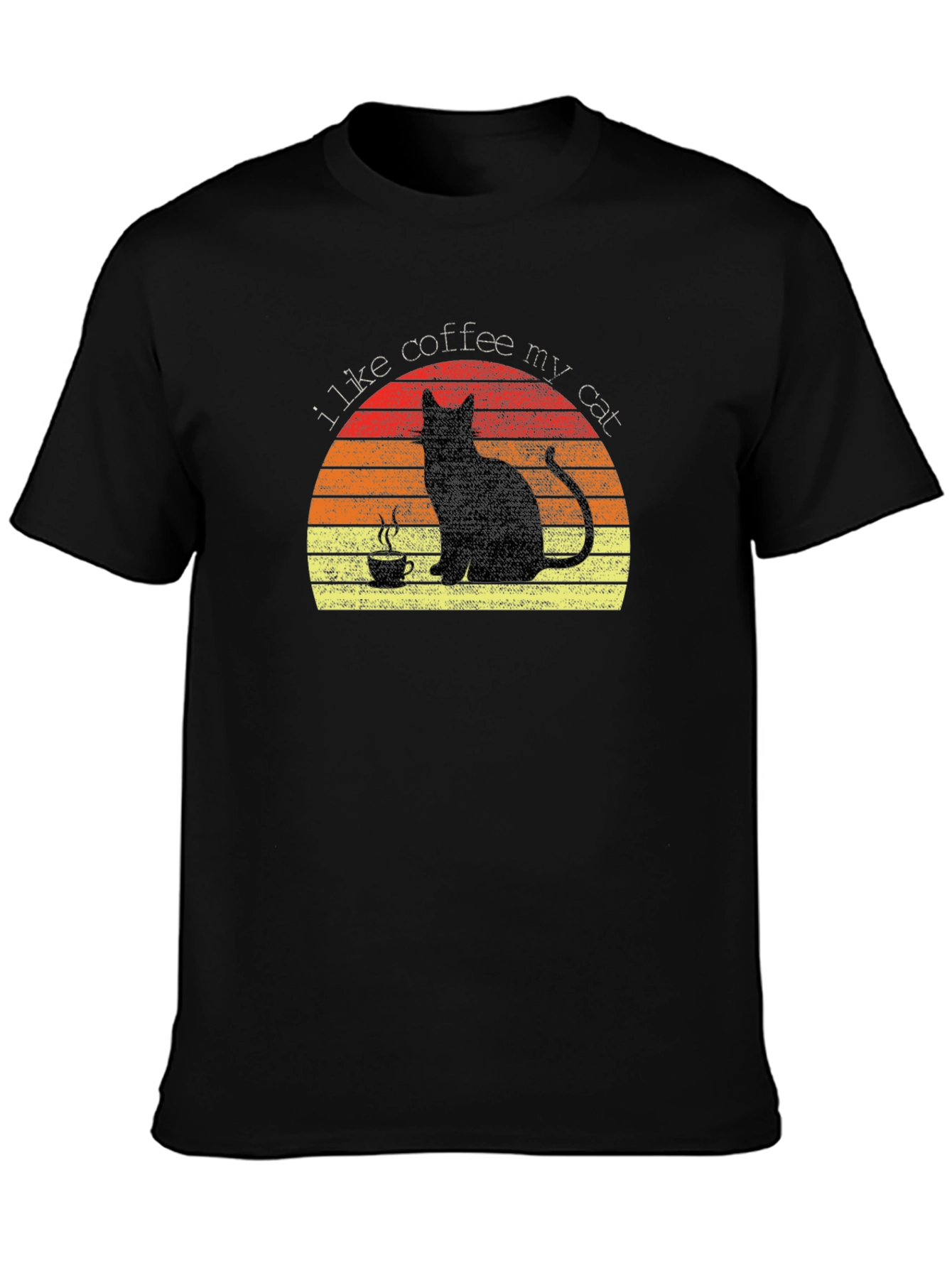 I Like Coffee My Cat T-Shirt - Black Tee