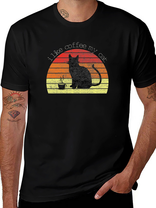 I Like Coffee My Cat T-Shirt - Black Tee