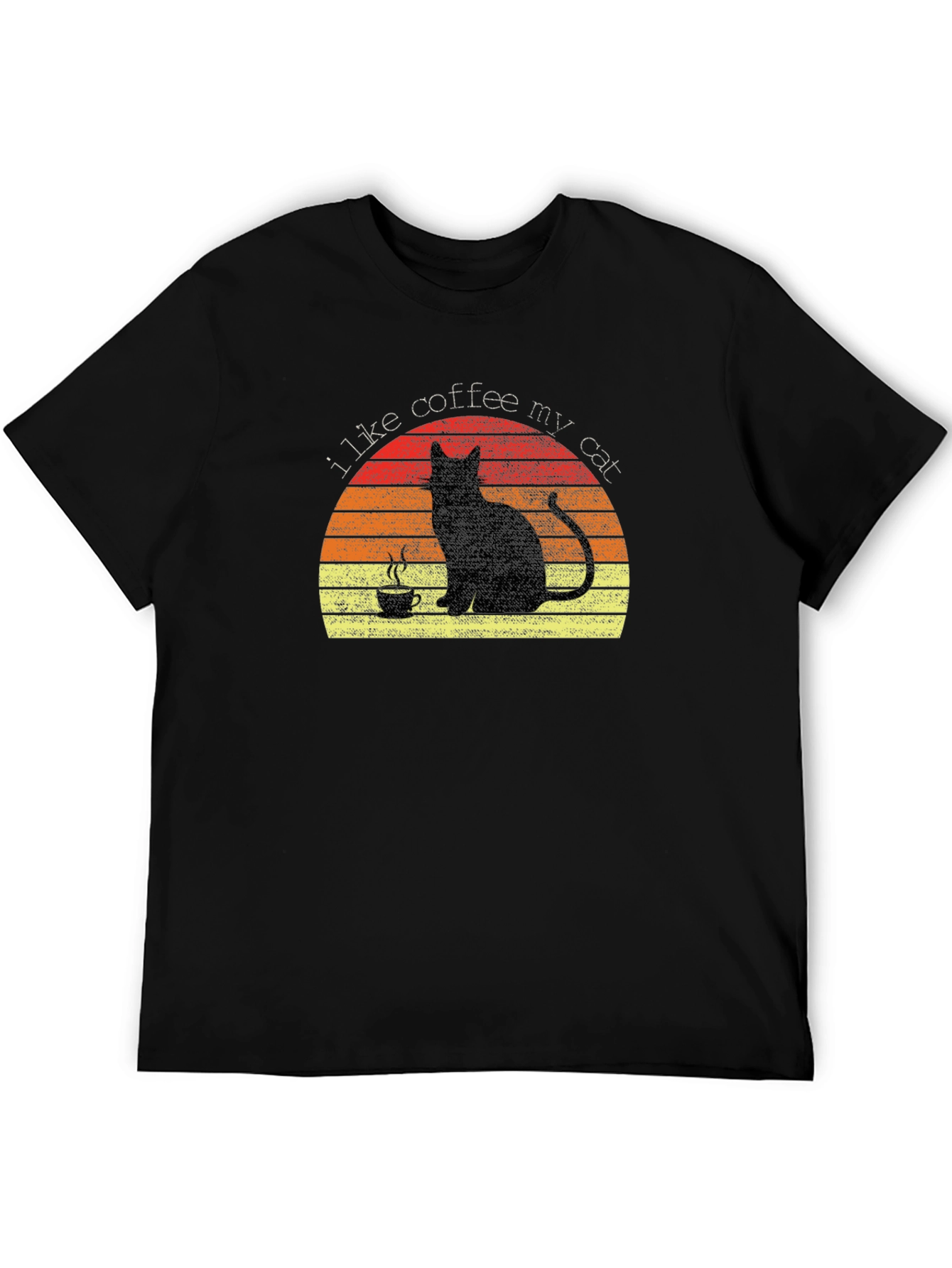 I Like Coffee My Cat T-Shirt - Black Tee
