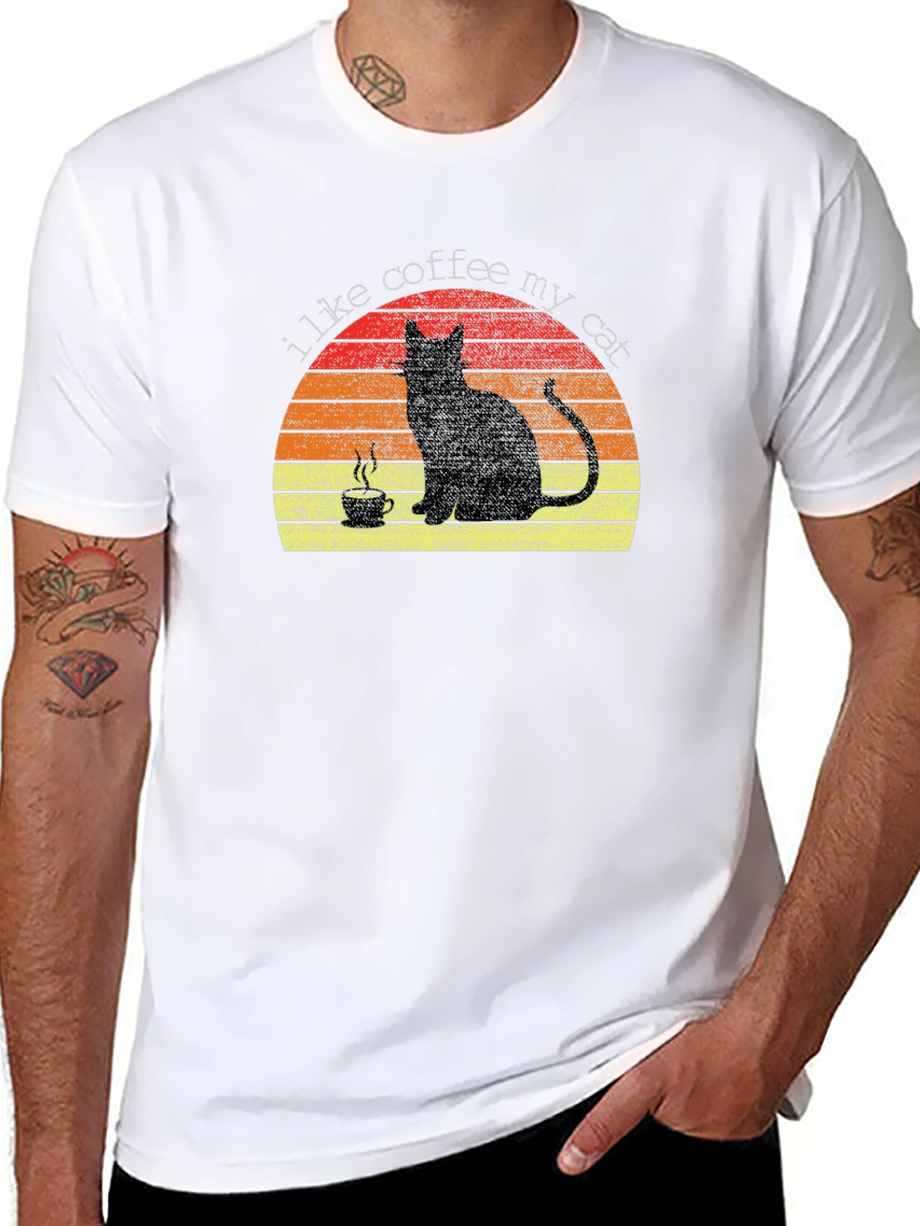 I Like Coffee My Cat T-Shirt - Black Tee