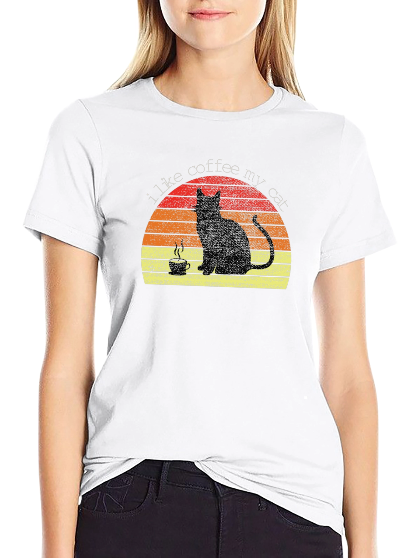 I Like Coffee My Cat T-Shirt - Black Tee