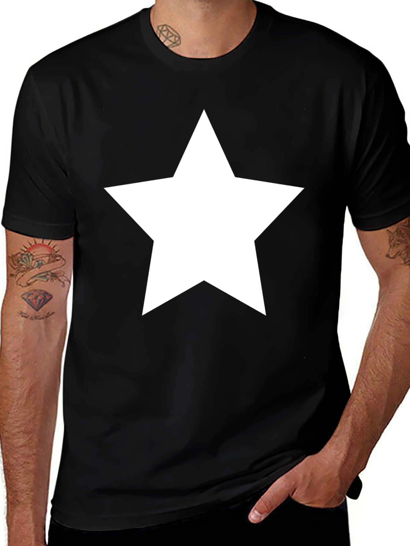 Bold Star Graphic T-Shirt - Classic Crew Neck