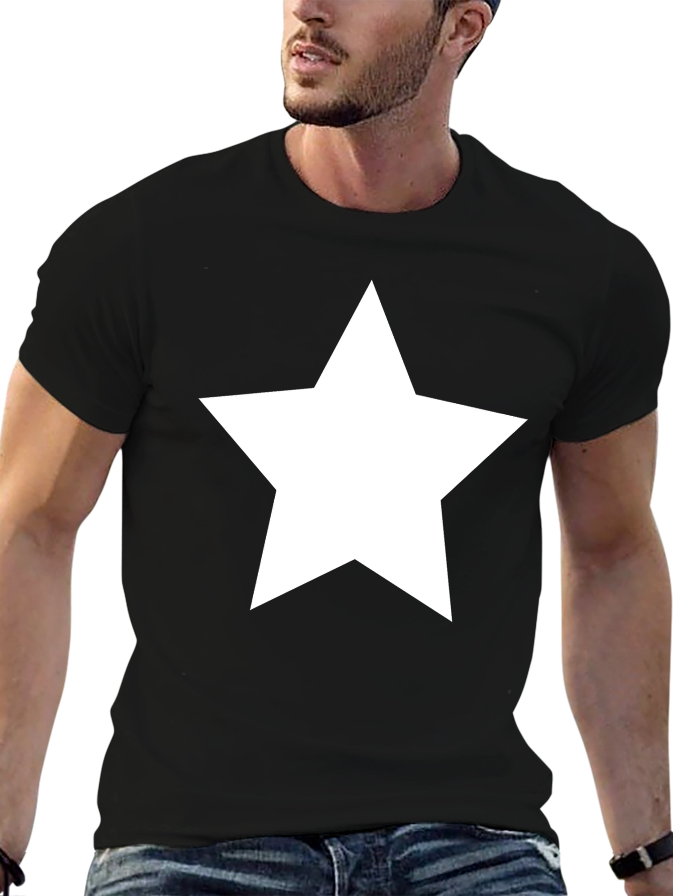 Bold Star Graphic T-Shirt - Classic Crew Neck