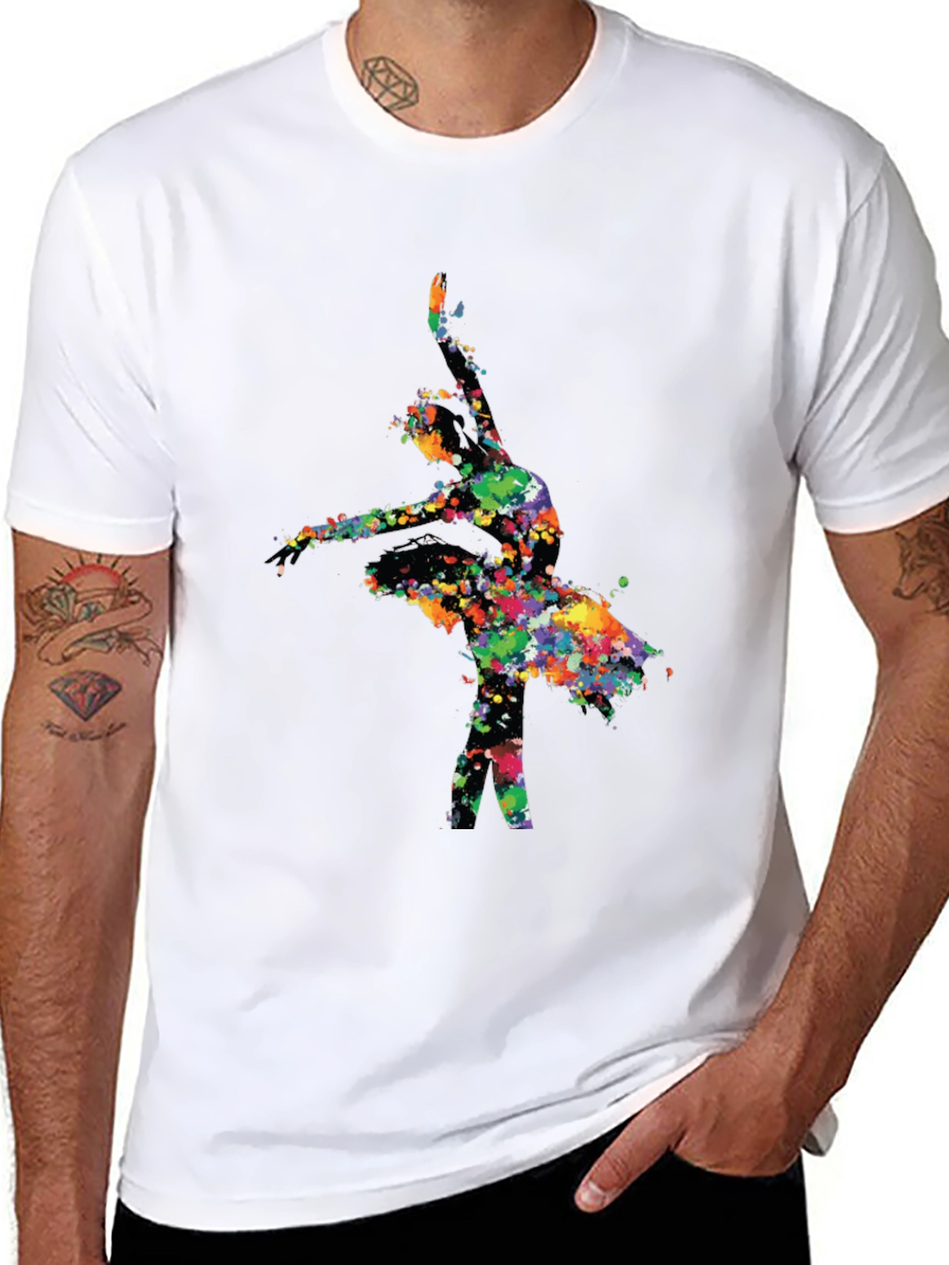 Watercolor Ballerina Black T-Shirt