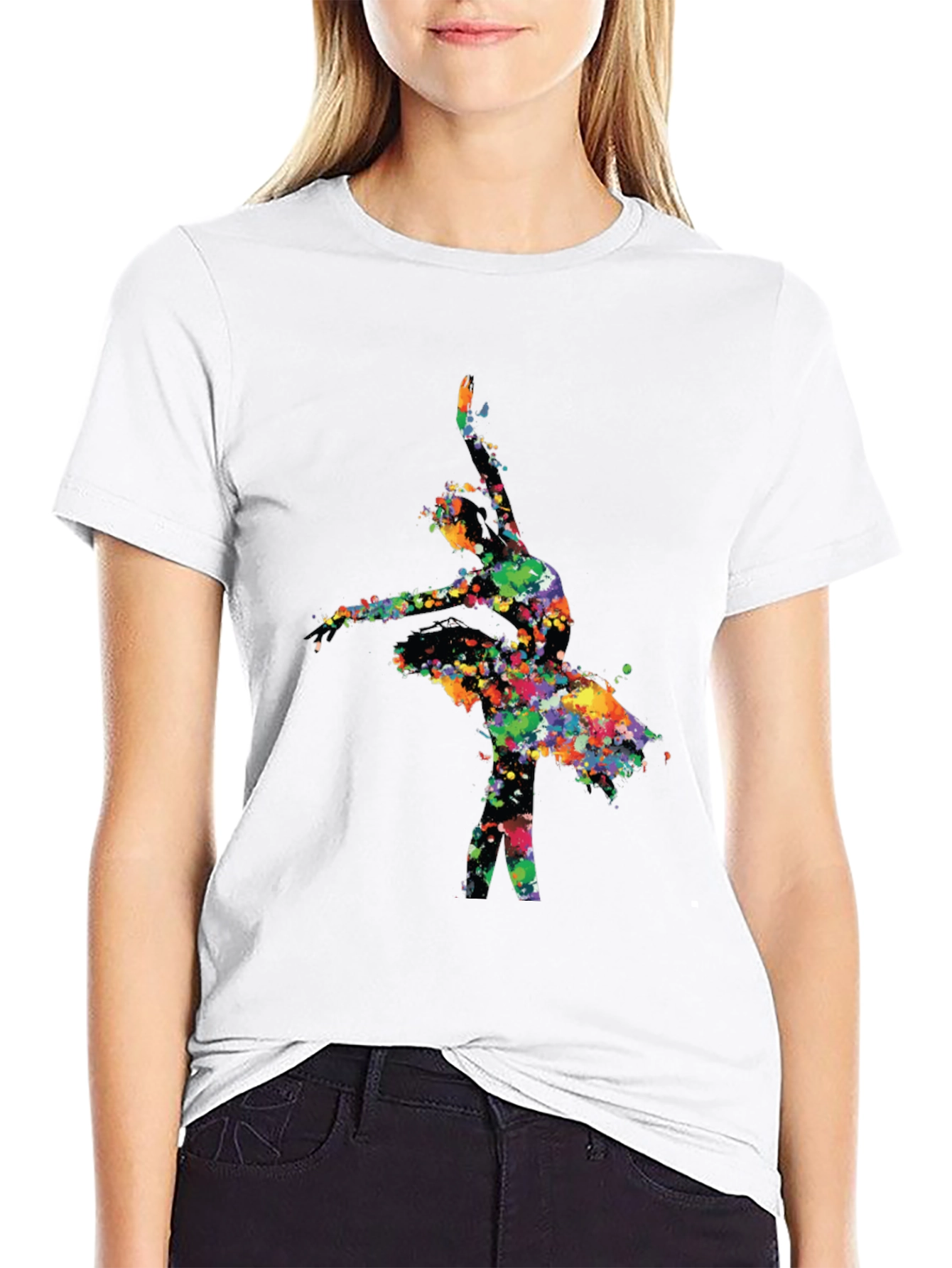 Watercolor Ballerina Black T-Shirt