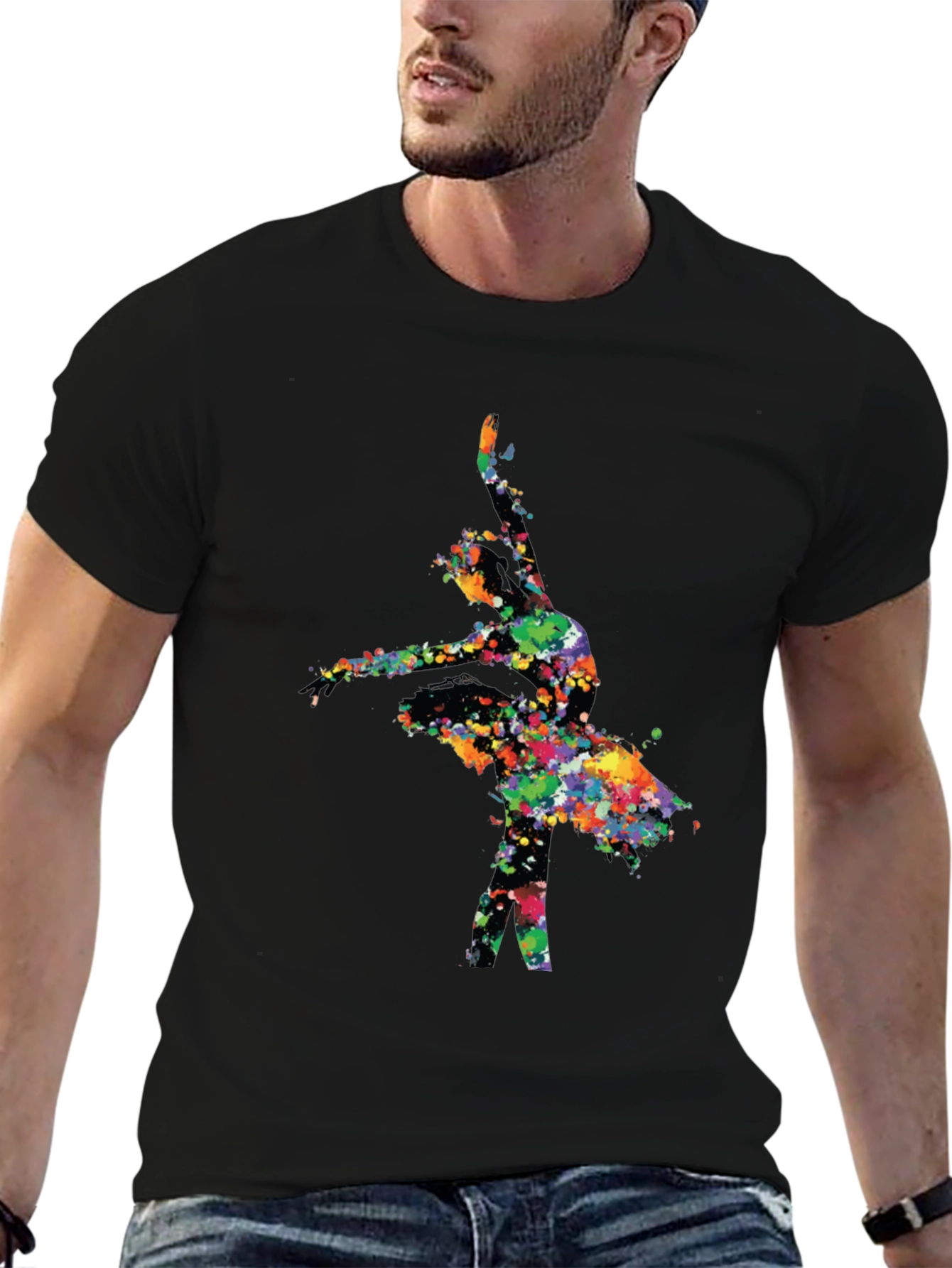 Watercolor Ballerina Black T-Shirt
