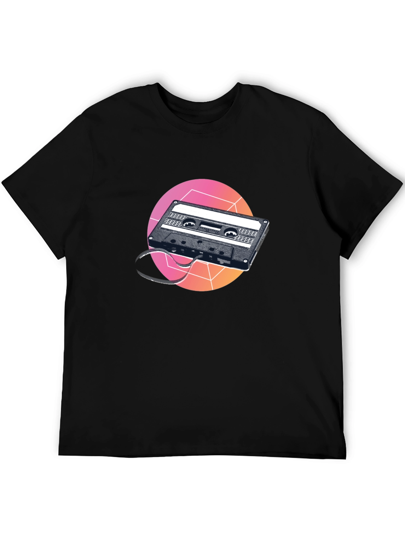 Retro Cassette Tape Graphic Tee - Black