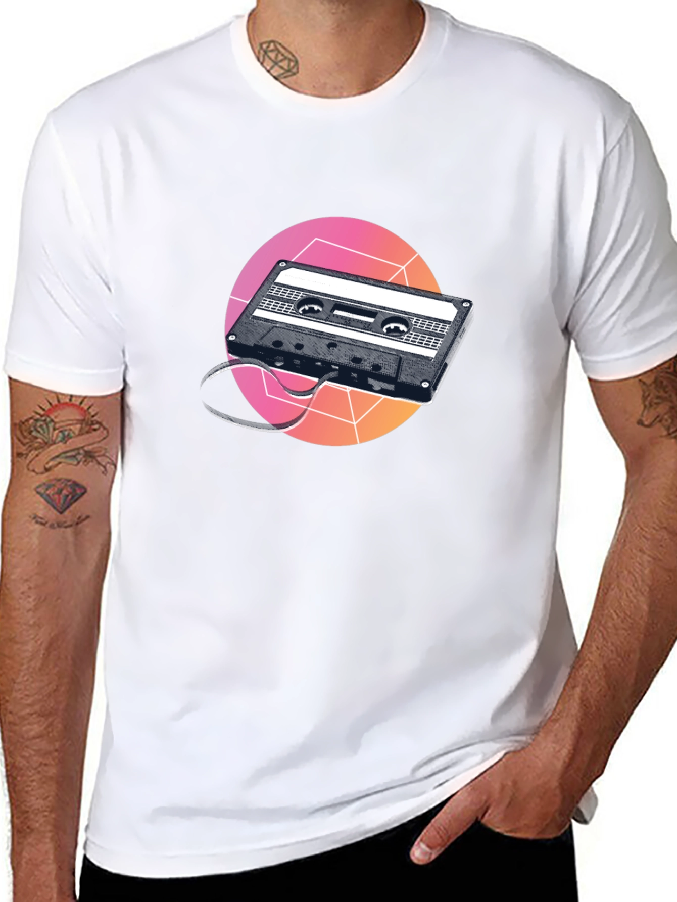 Retro Cassette Tape Graphic Tee - Black