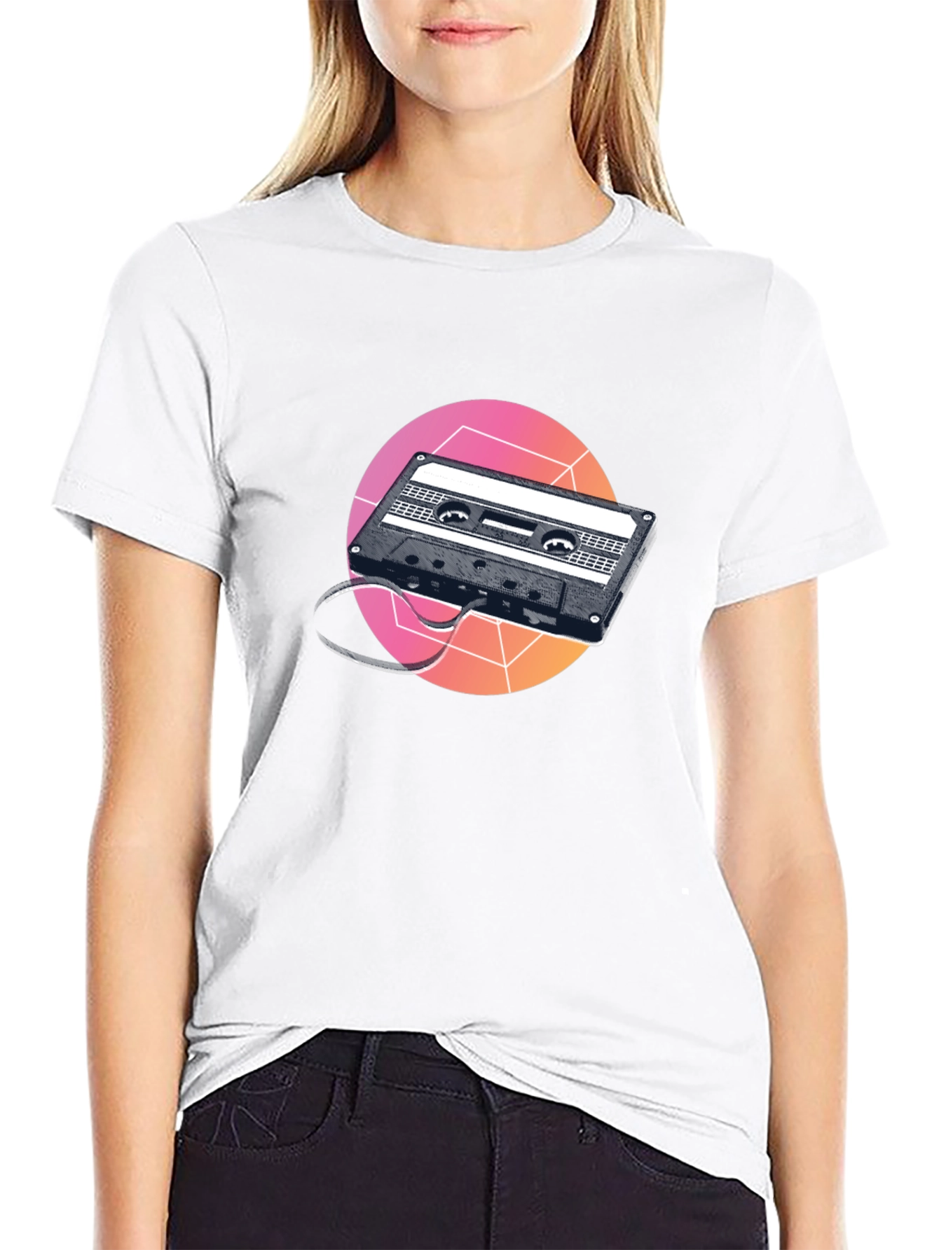 Retro Cassette Tape Graphic Tee - Black