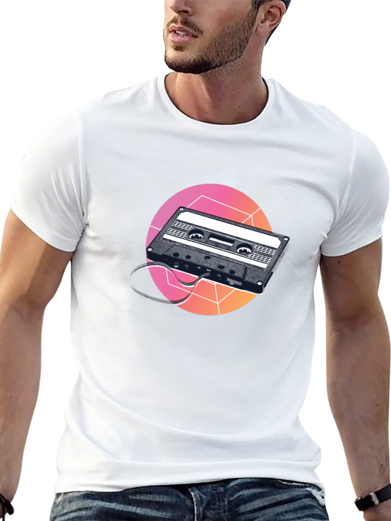 Retro Cassette Tape Graphic Tee - Black