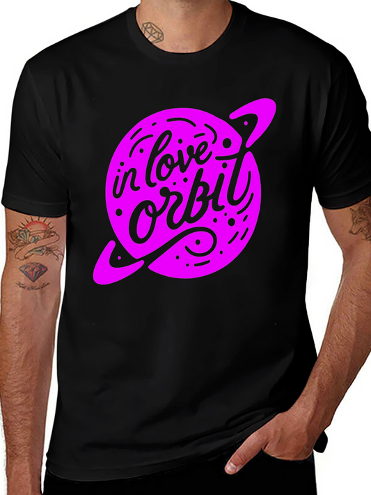 In Love Orbit Graphic Tee - Black Cotton T-Shirt