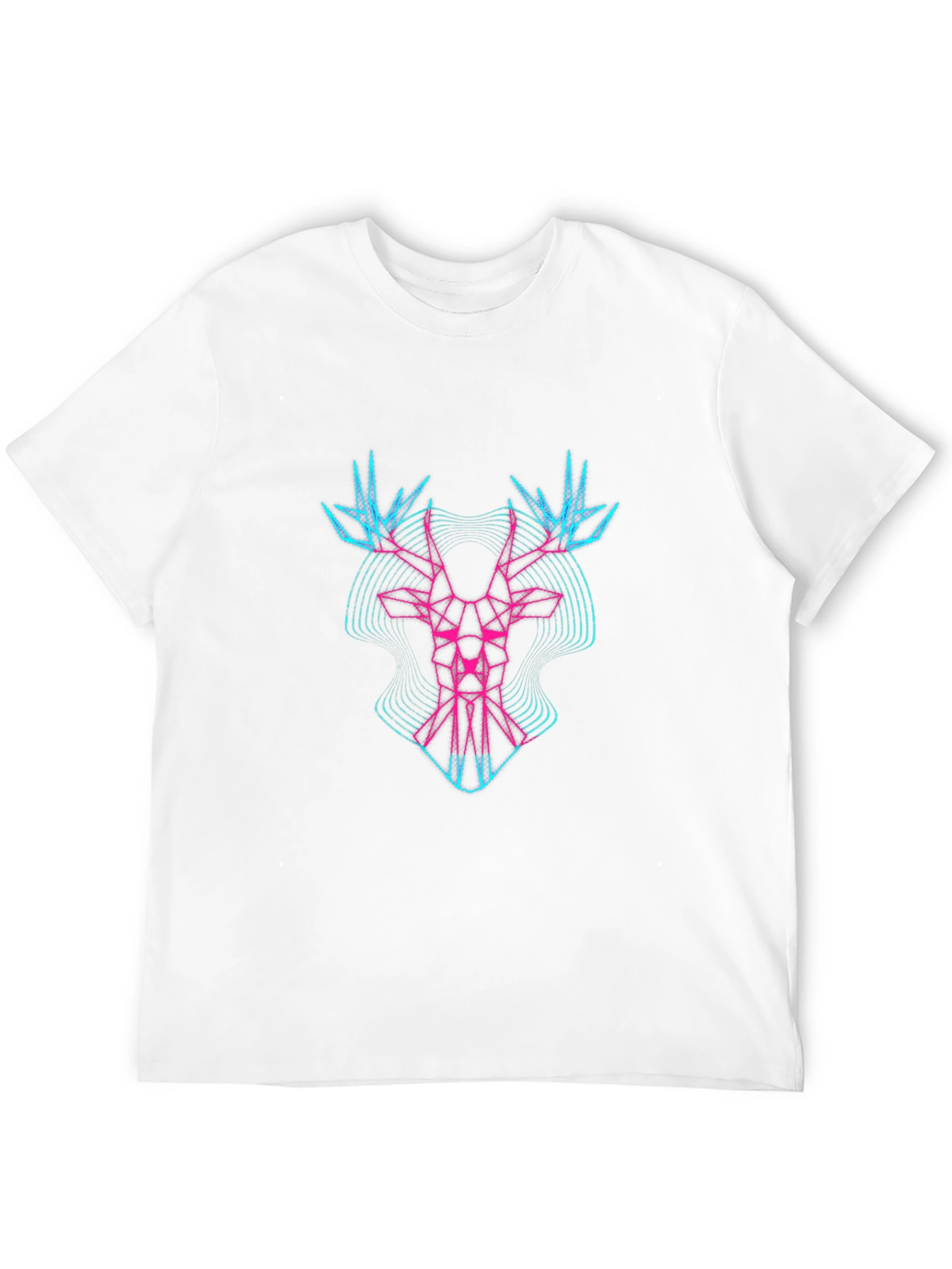 Geometric Deer Graphic Print Mens Black T-Shirt