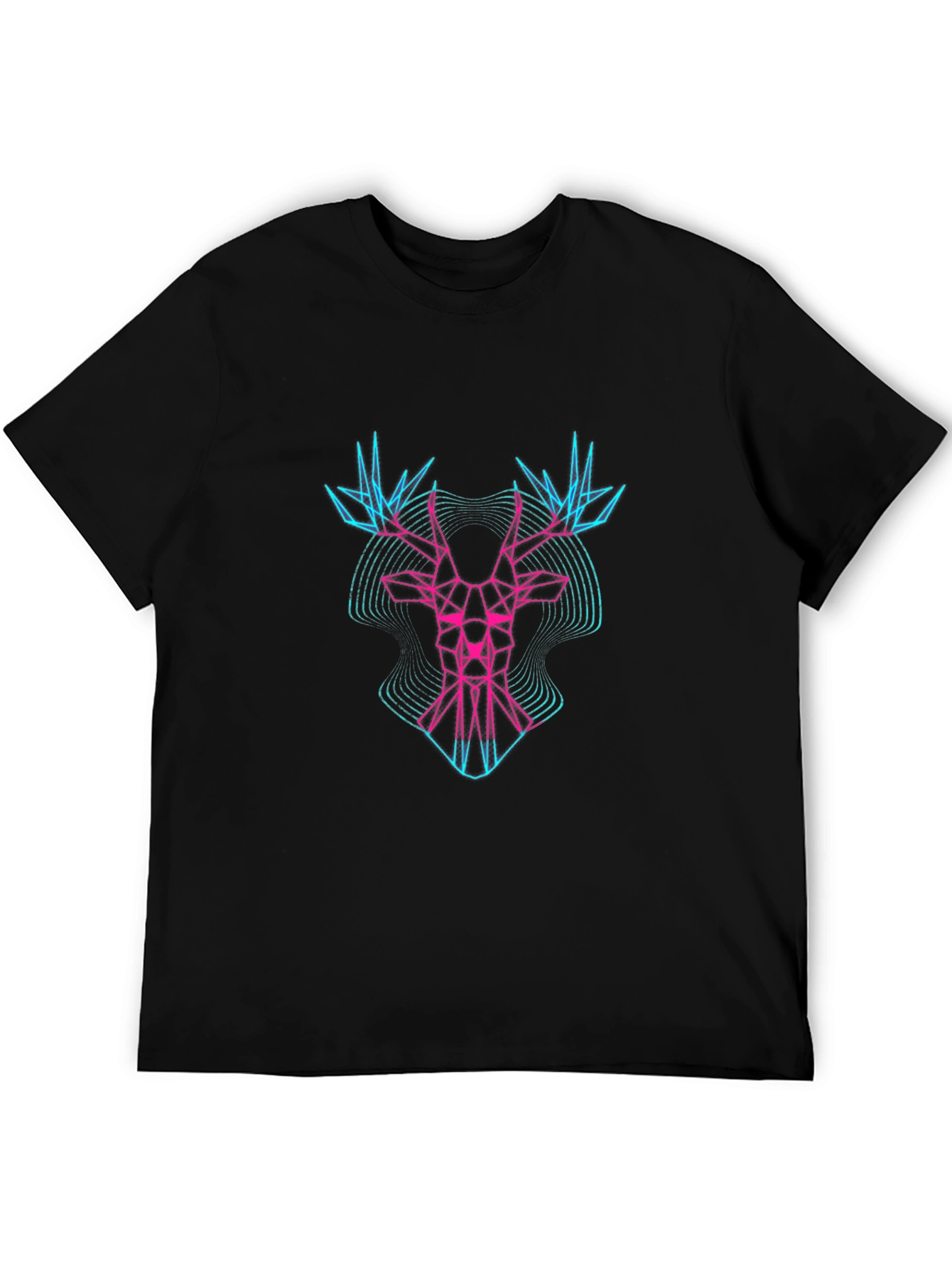 Geometric Deer Graphic Print Mens Black T-Shirt