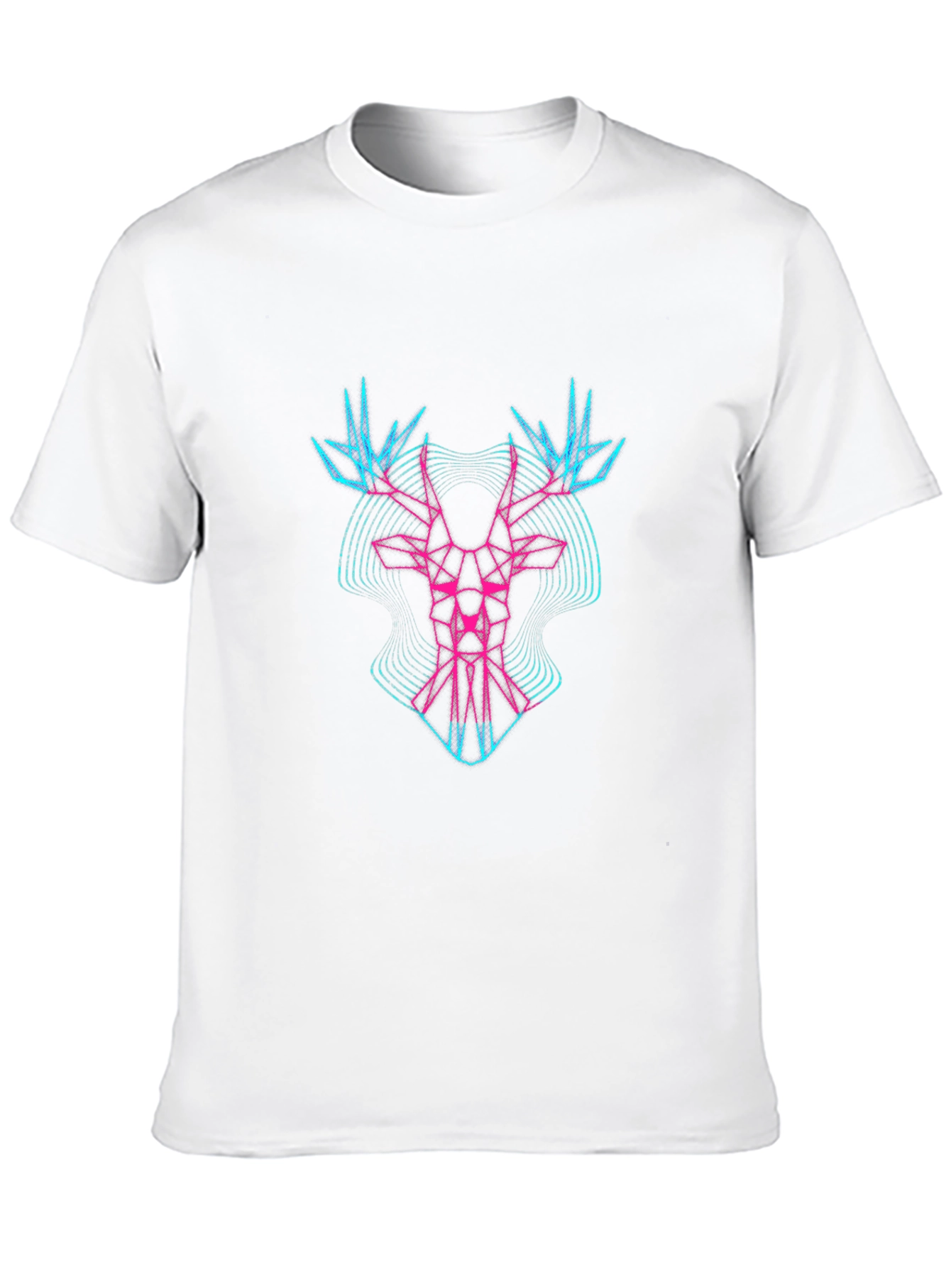 Geometric Deer Graphic Print Mens Black T-Shirt