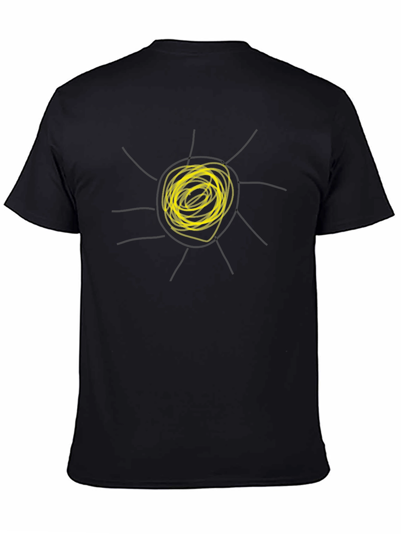 Abstract Sun Graphic Tee - Black Cotton Casual T-Shirt