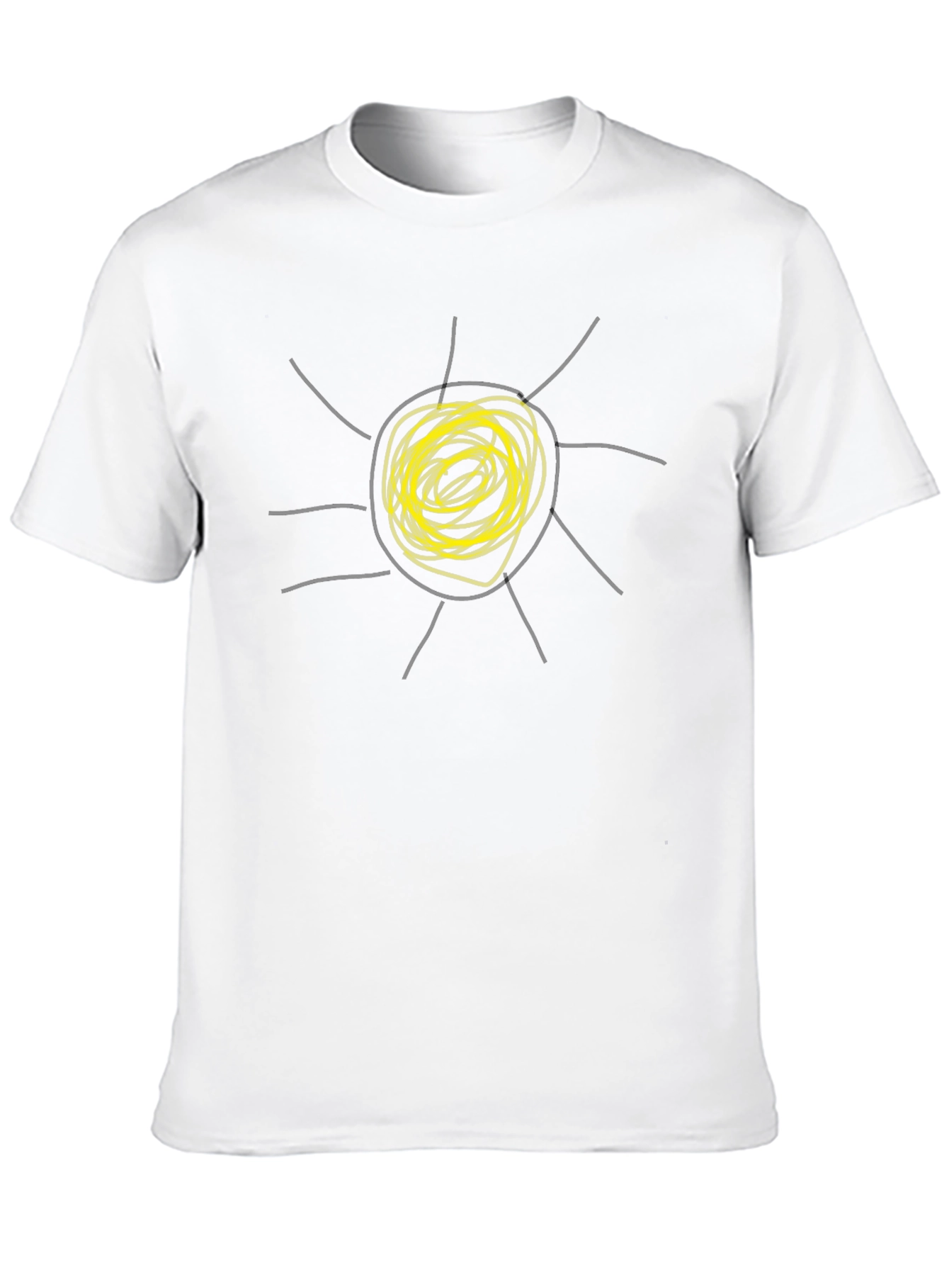 Abstract Sun Graphic Tee - Black Cotton Casual T-Shirt