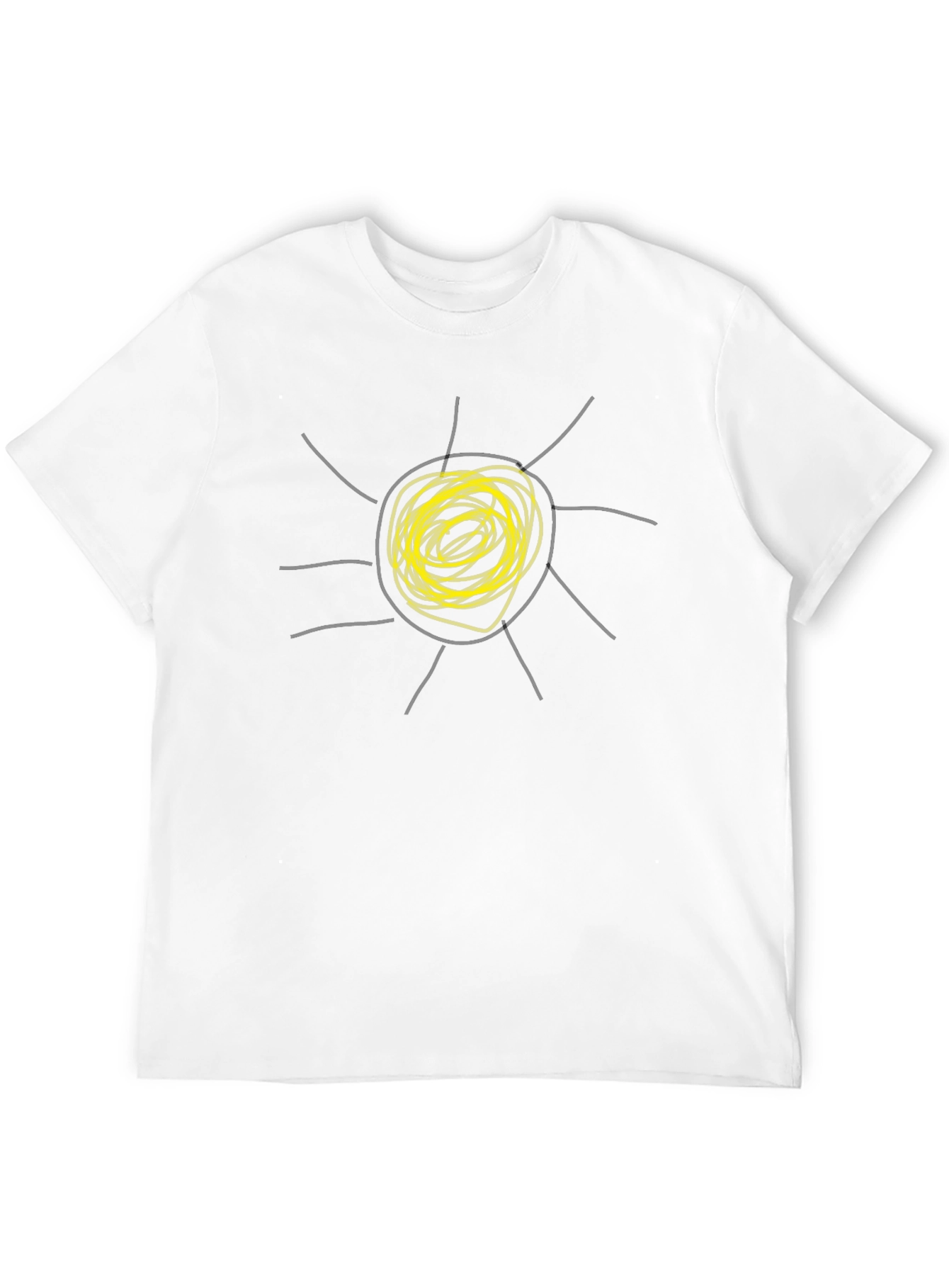 Abstract Sun Graphic Tee - Black Cotton Casual T-Shirt